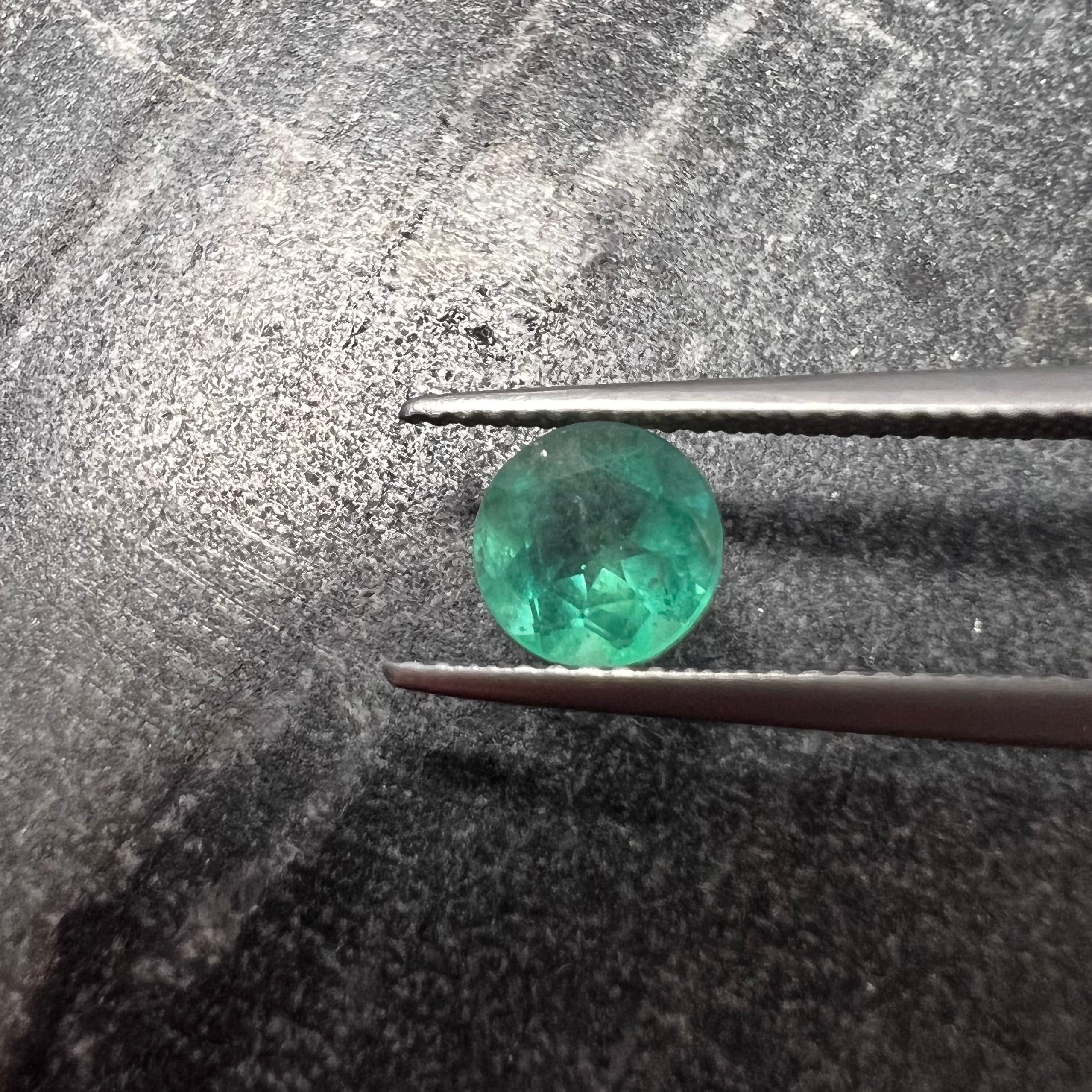 1CT Loose Natural Colombian Emerald Brilliant Round Cut 6.55x4.09mm