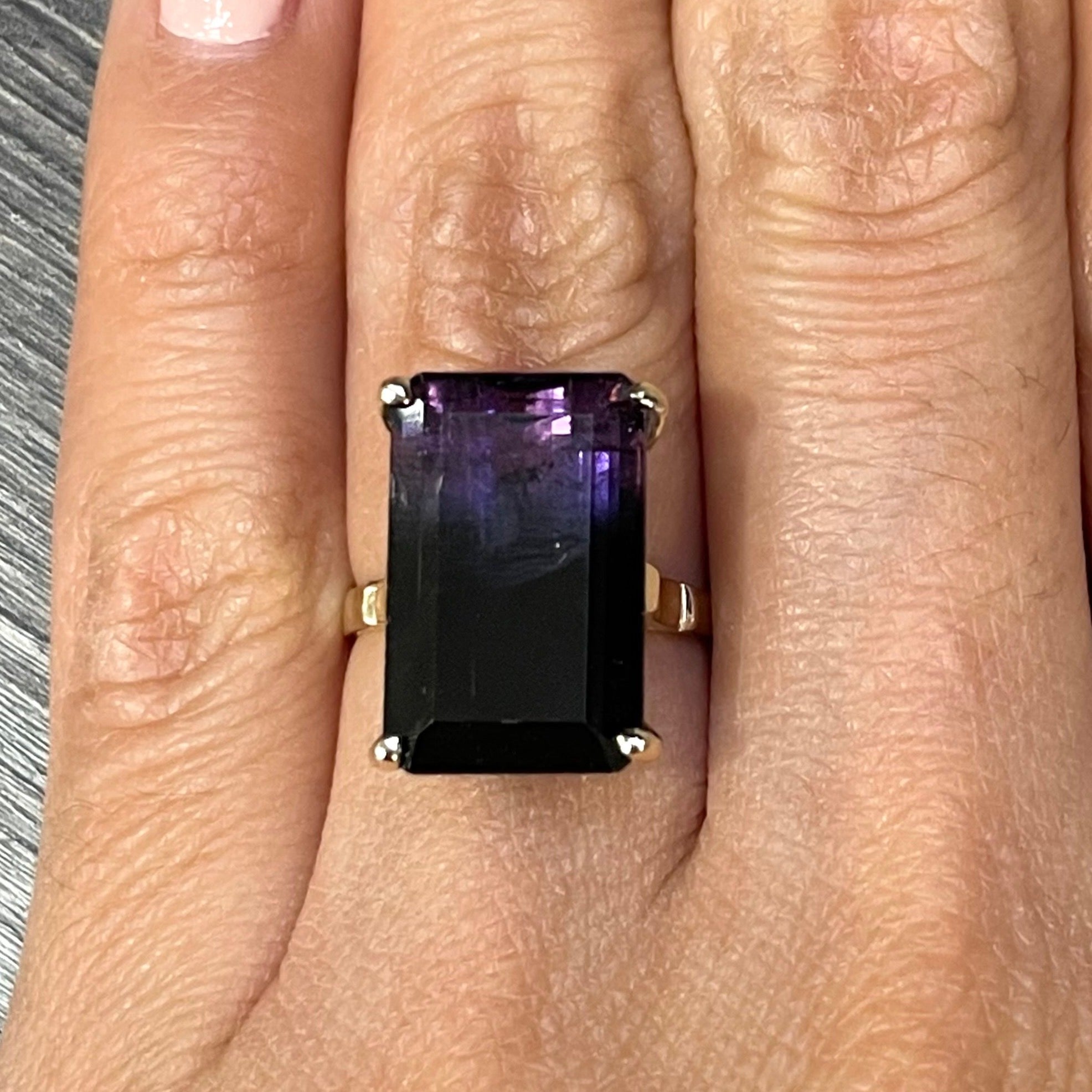 Solid 14K Bicolor Tourmaline Ring Size 5