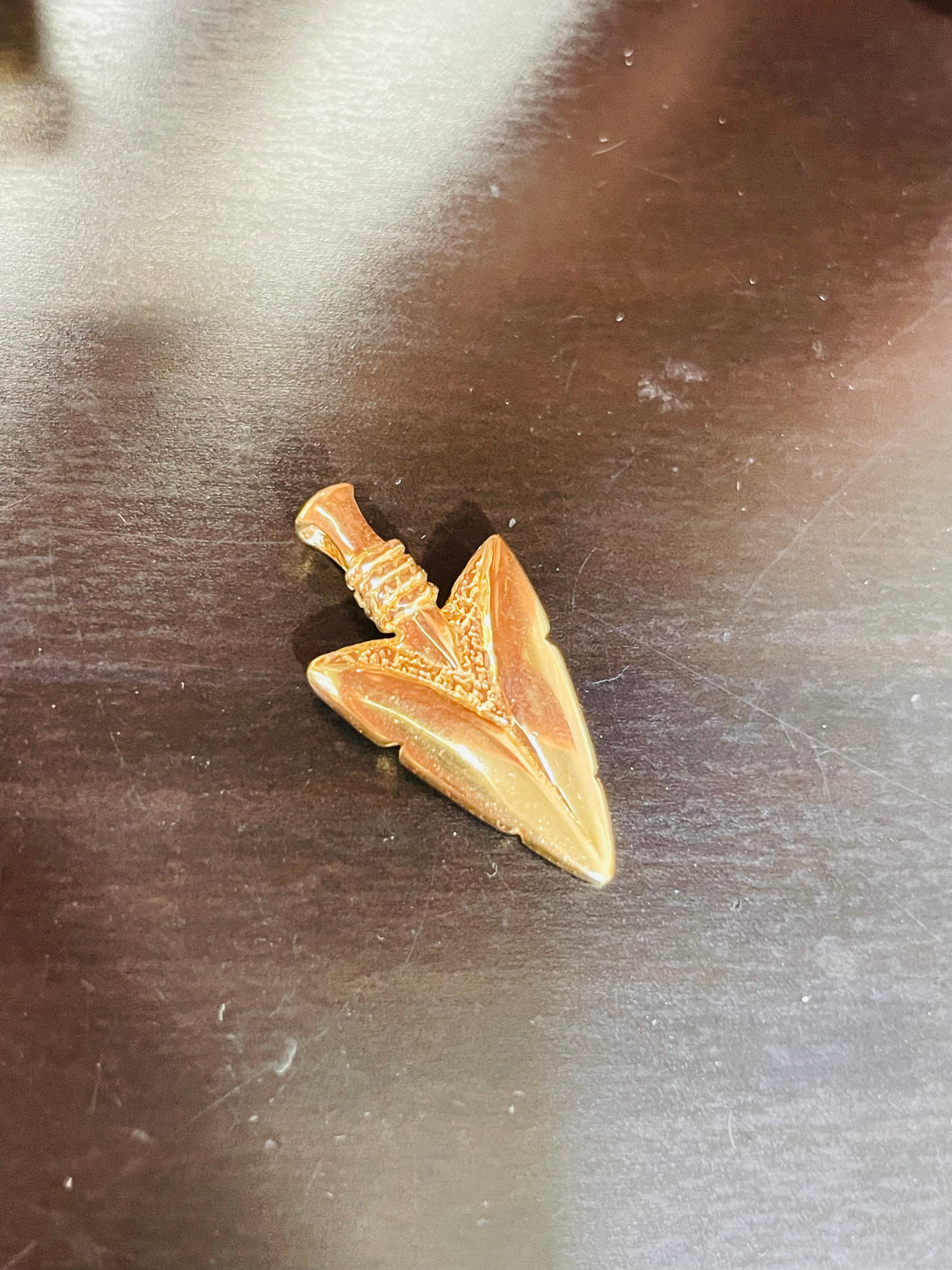 Awesome Arrowhead 14K Yellow Gold Charm Pendant