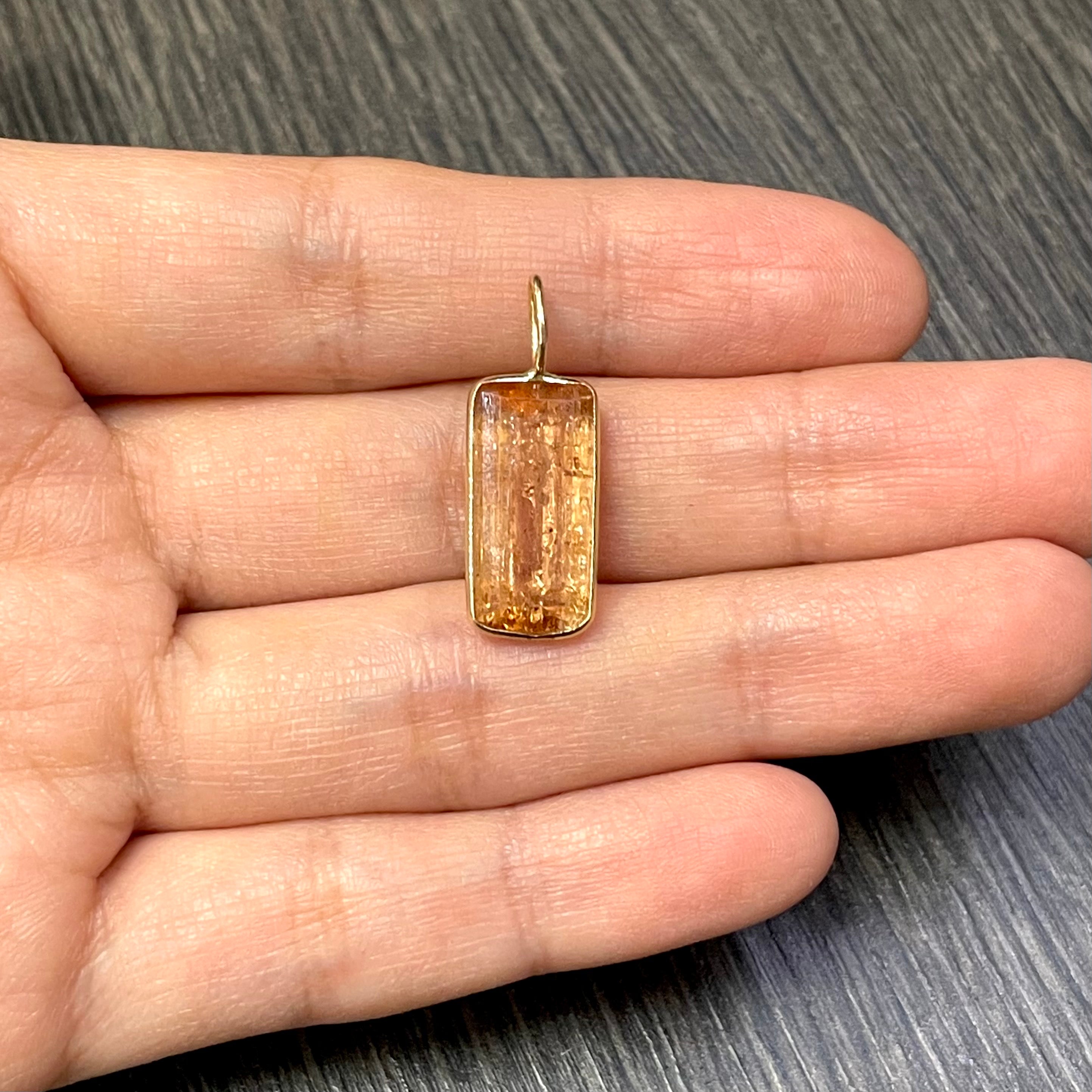 Natural Imperial Topaz 14K Yellow Gold Pendant Charm 26x9mm