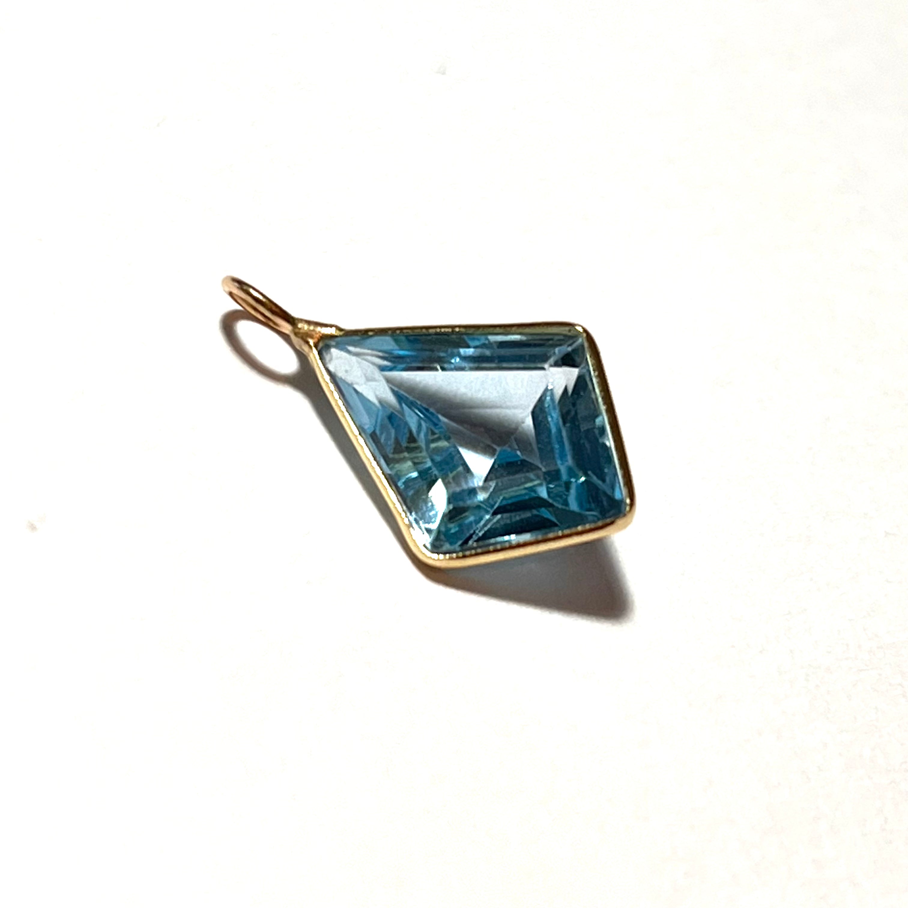 4.85ct Natural Blue Topaz 14K Yellow Gold Pendant Charm