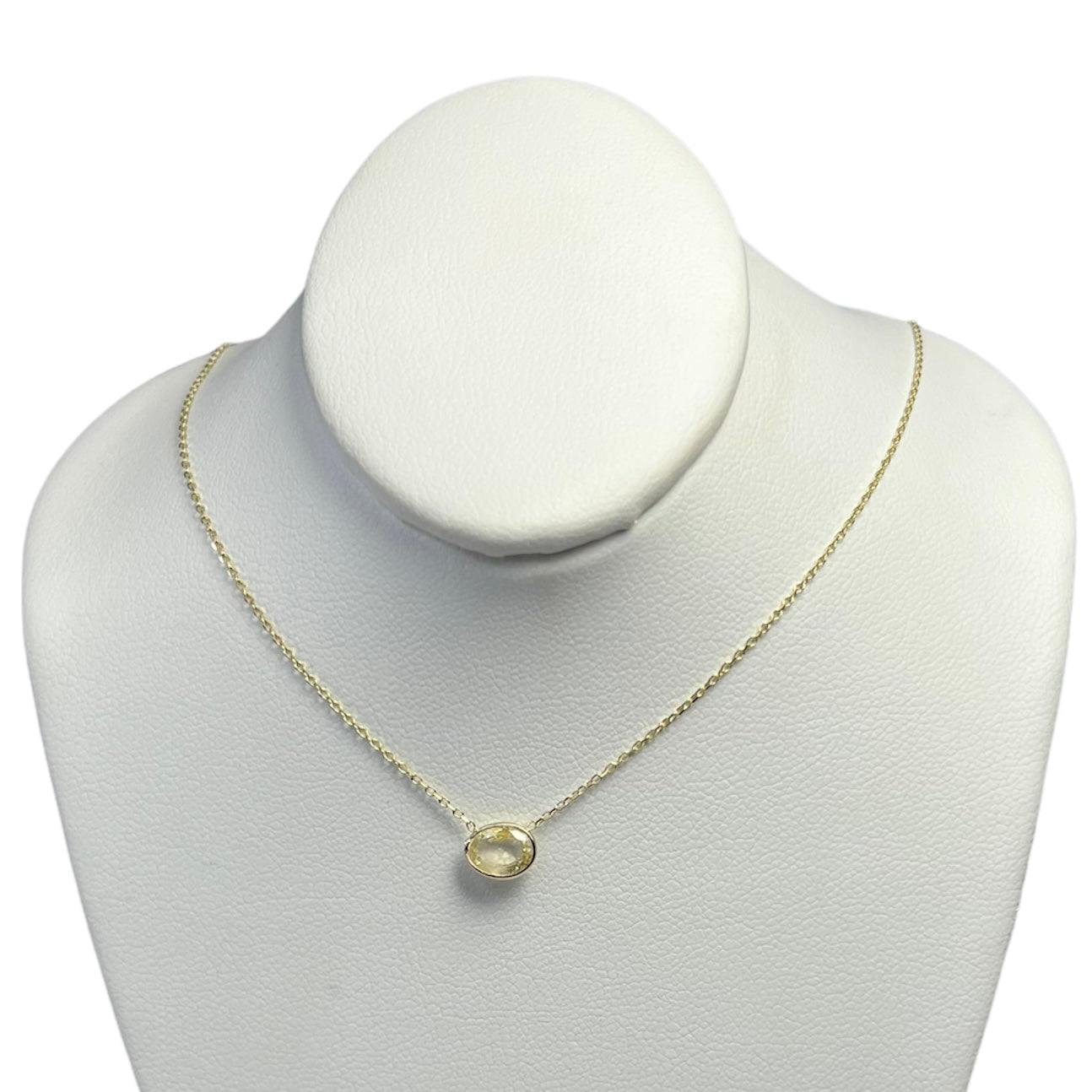 Oval Yellow Sapphire 18" 1.01g 14K Yellow Gold Cable Chain Necklace