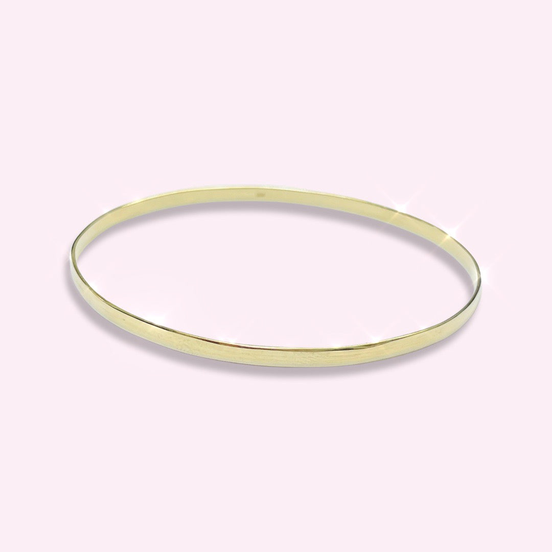 3.5mm 8.75” Fine 10K Yellow Gold Bangle Bracelet