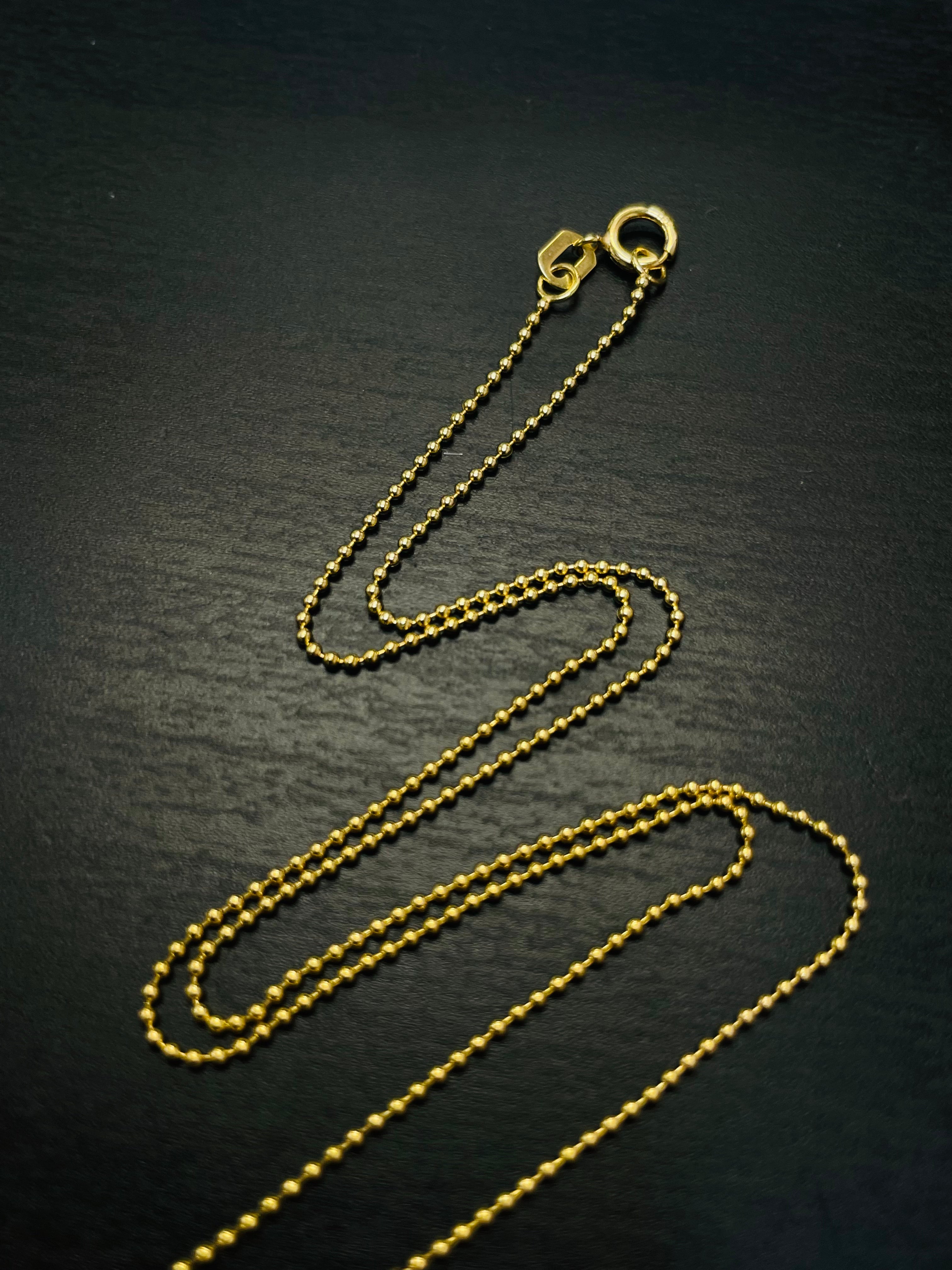 18” 1mm 18K Yellow Gold Ball Chain Necklace