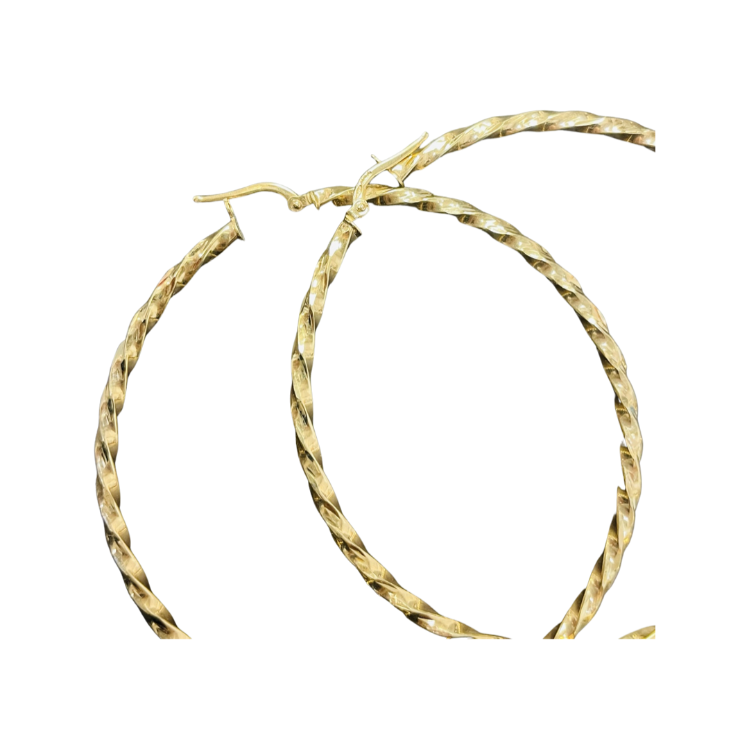 2.6” 3mm 14K Yellow Gold Twist Hoop Earrings