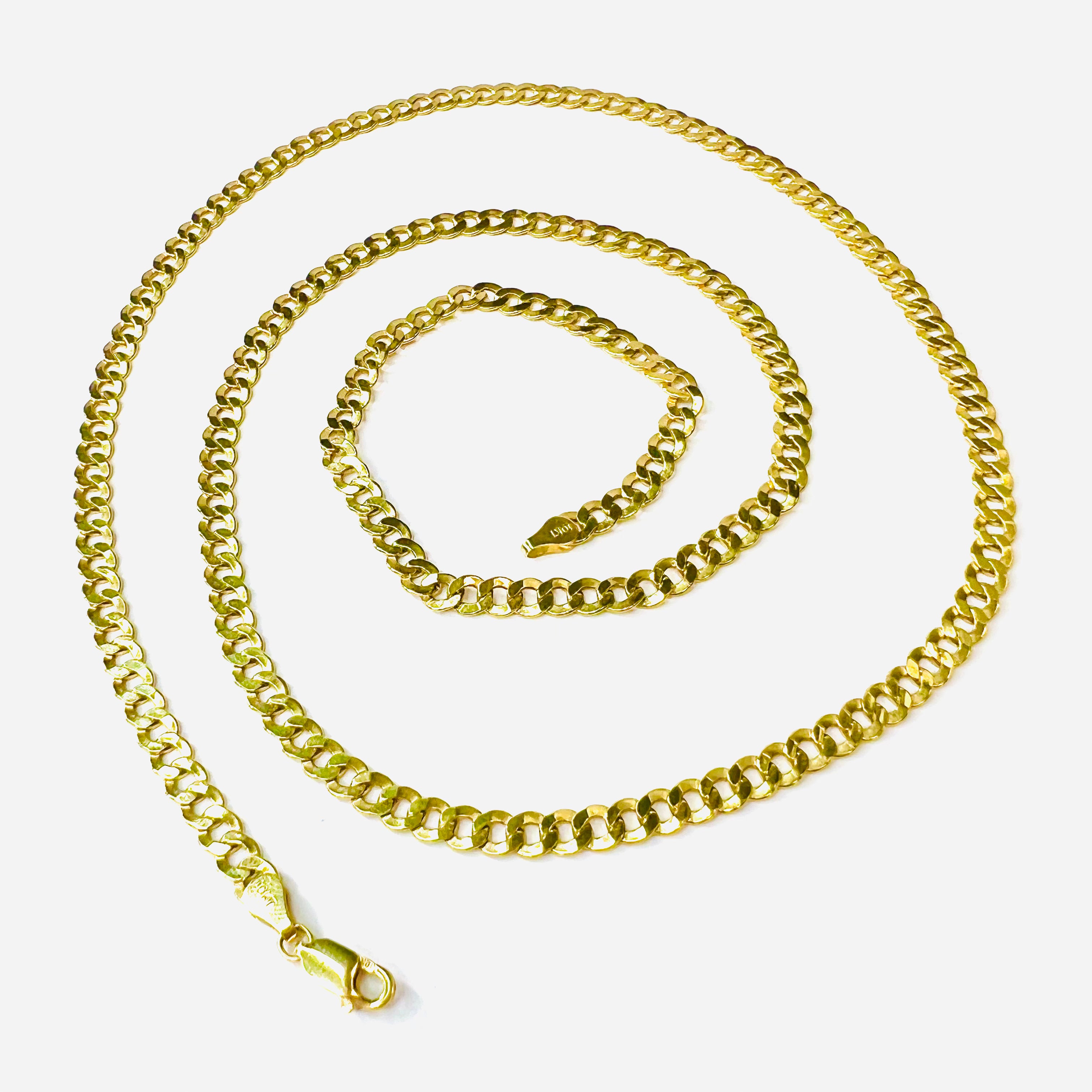28" 4.5mm 10K Yellow Gold Cuban Link Chain Necklace