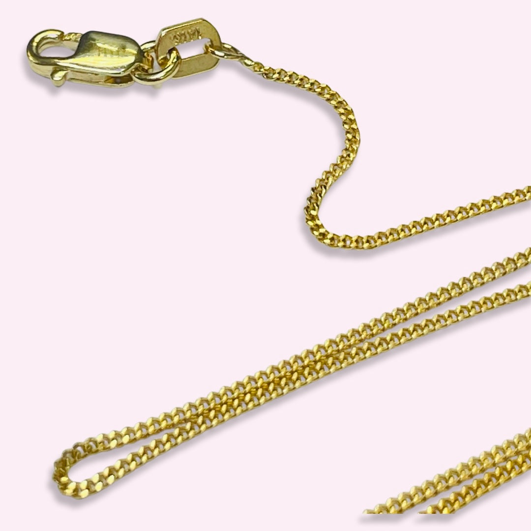 1mm 18” 14K Yellow Gold Cuban Curb Link Chain Necklace