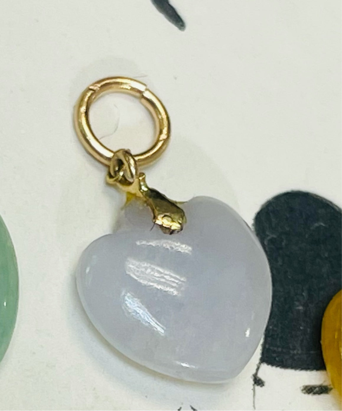 Lavender Jade Heart 14K Charm