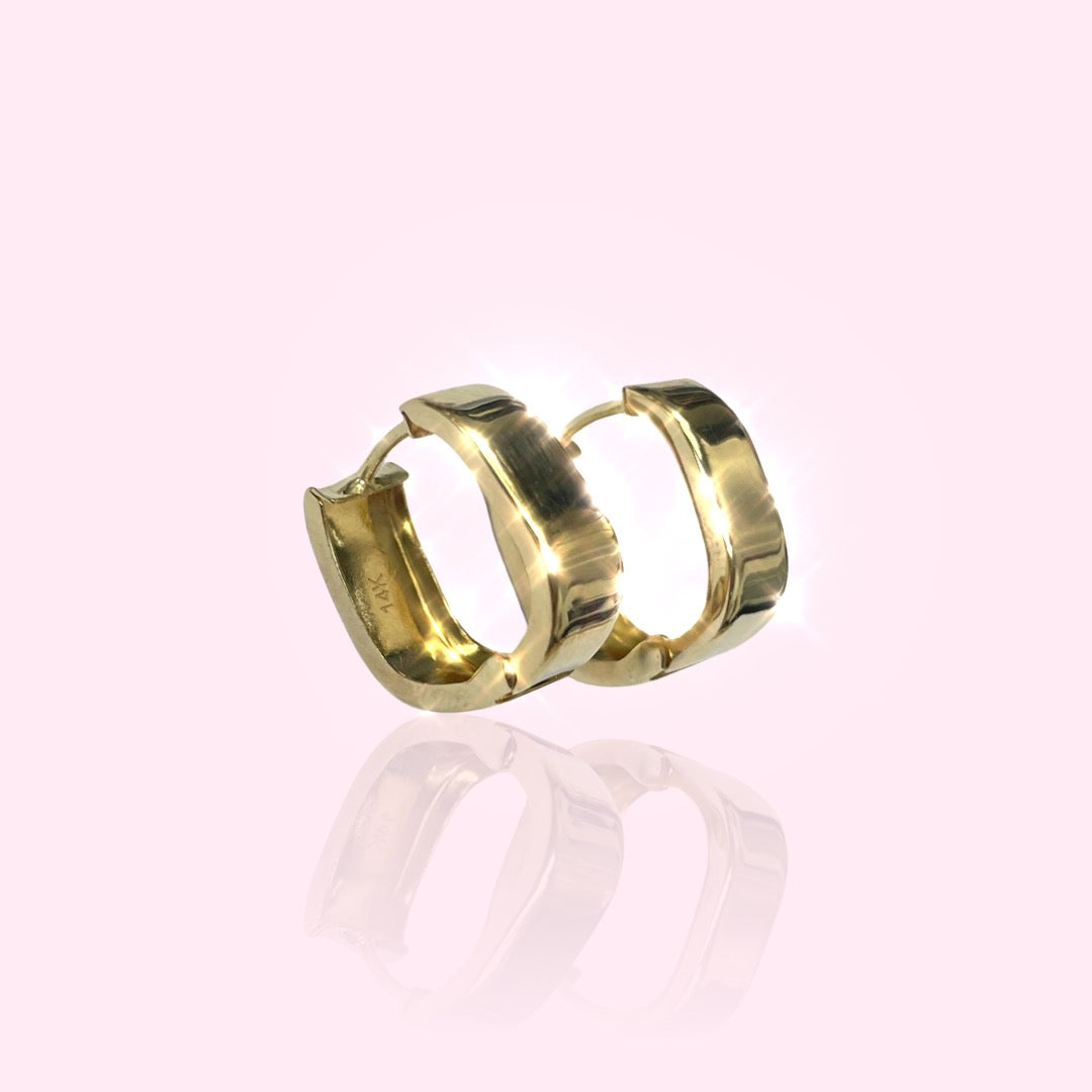.65” Yellow Gold Squared Huggie Hoop Earrings