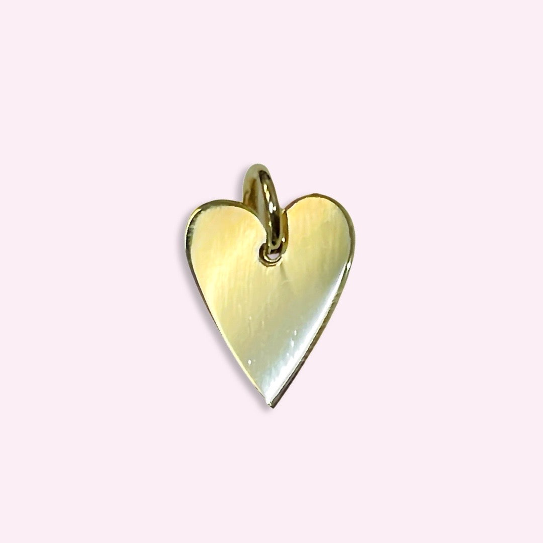 14K Yellow Gold Heart Tag Charm Pendant