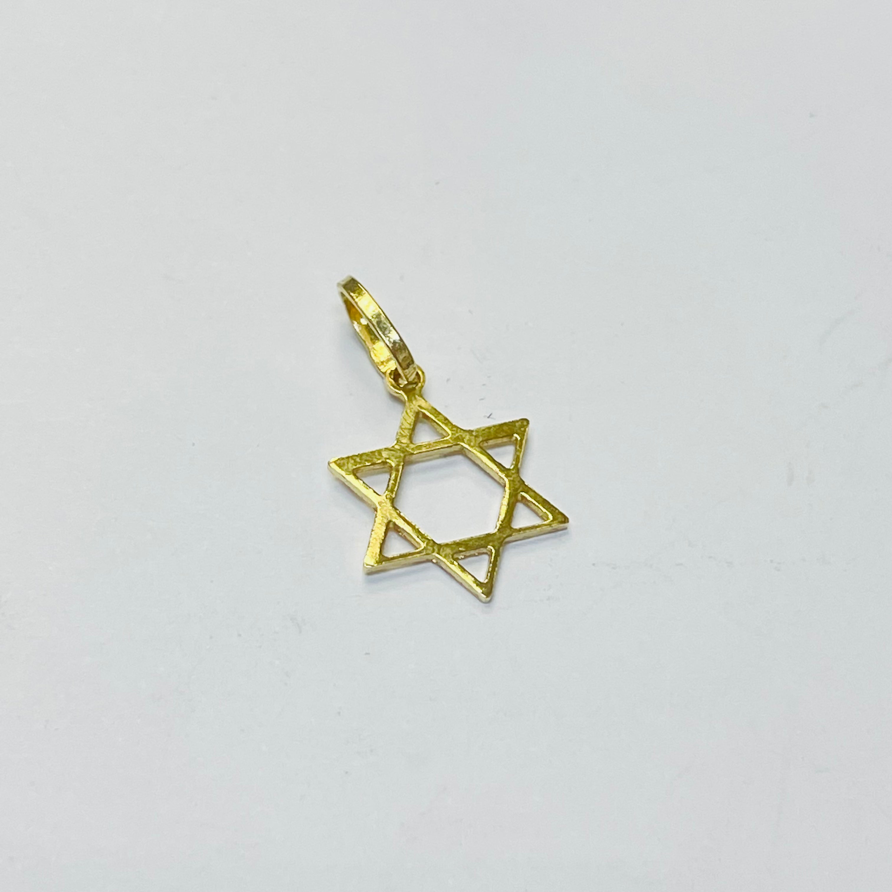 14K Yellow Gold Star of David Charm Pendant