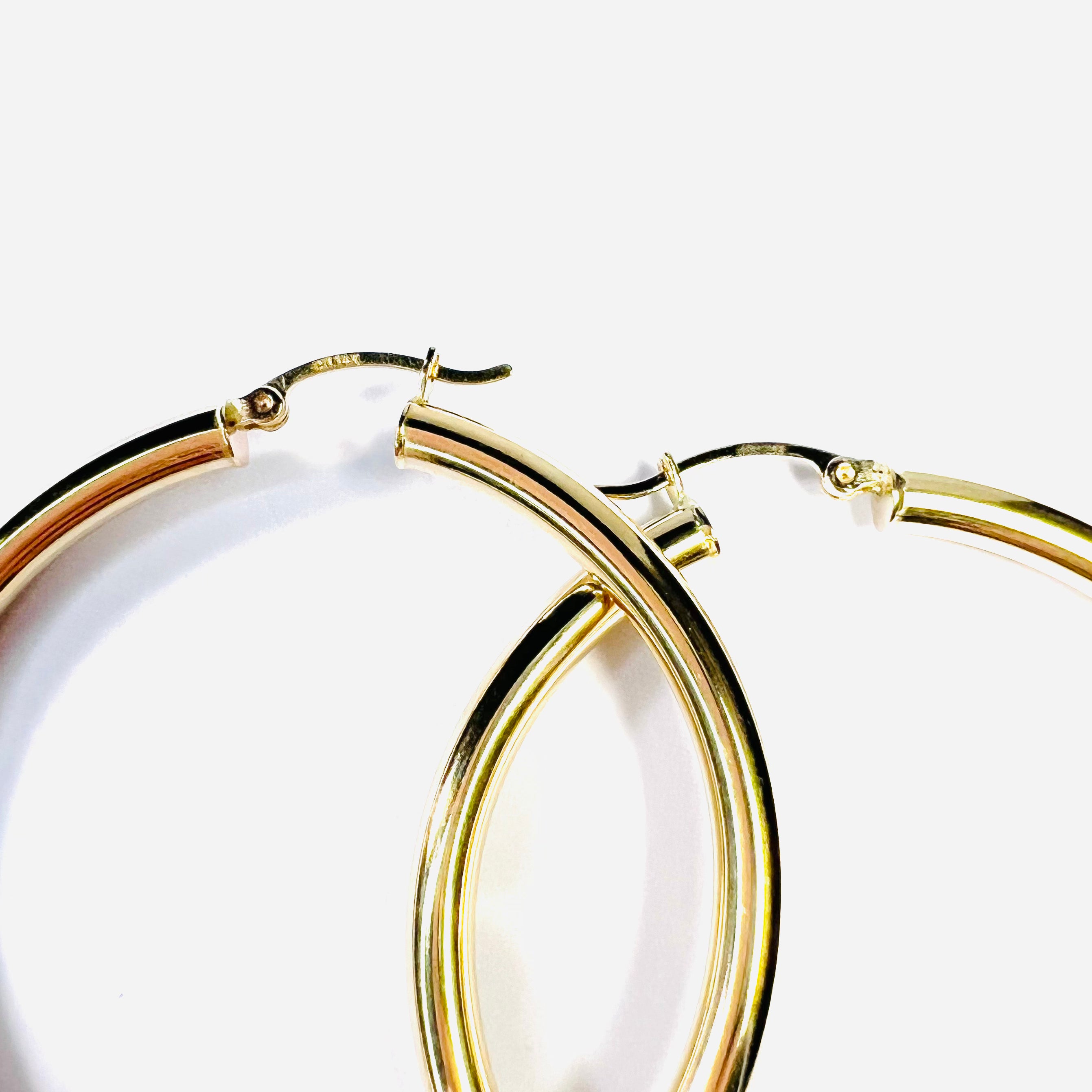 Beautiful New 14K Solid Yellow Gold Hoop Earrings 2"