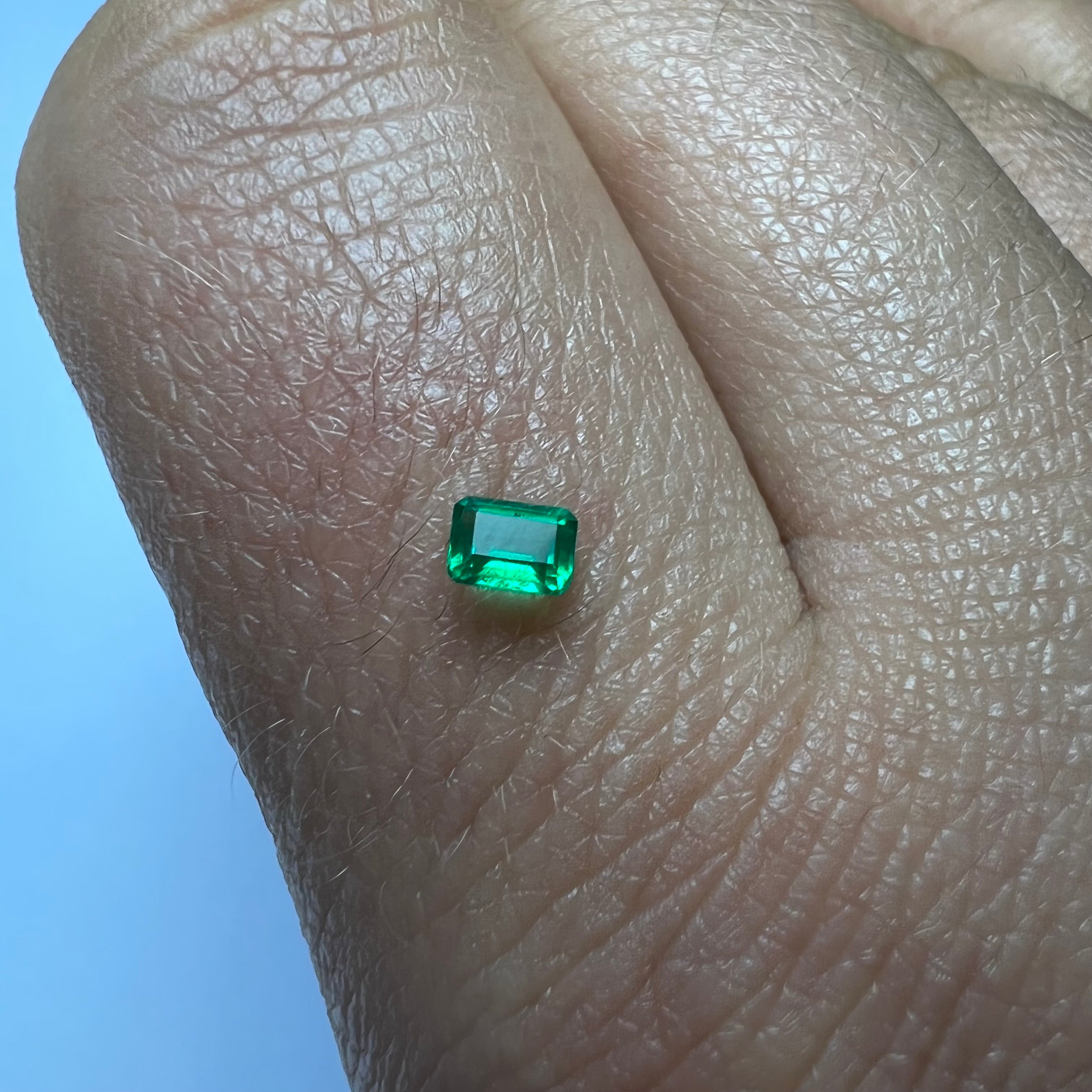 .13CT Loose Colombian Emerald, Emerald Cut 3.56x2.7x1.75mm Earth mined Gemstone