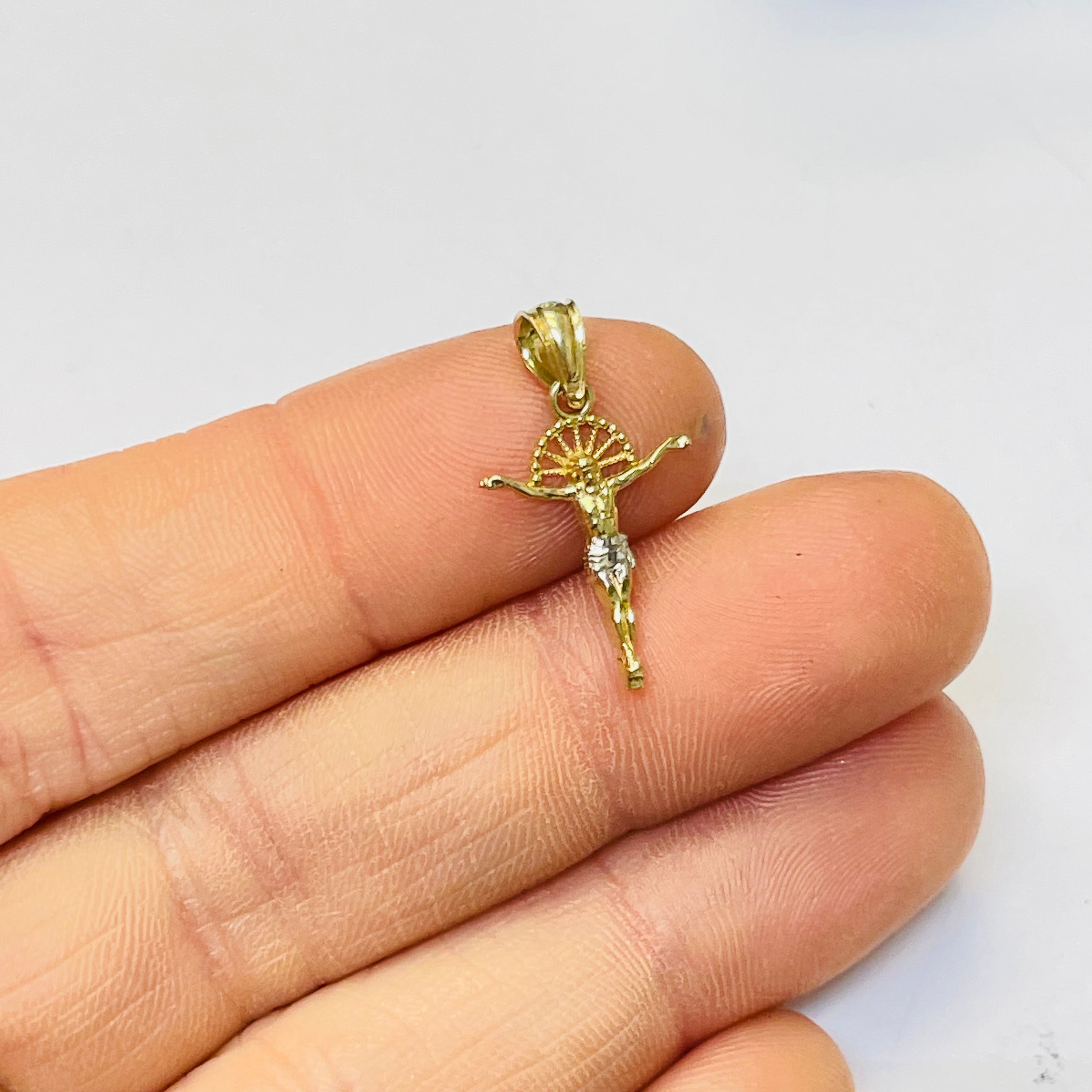 10K Yellow Gold Small Jesus Cross Pendant Charm