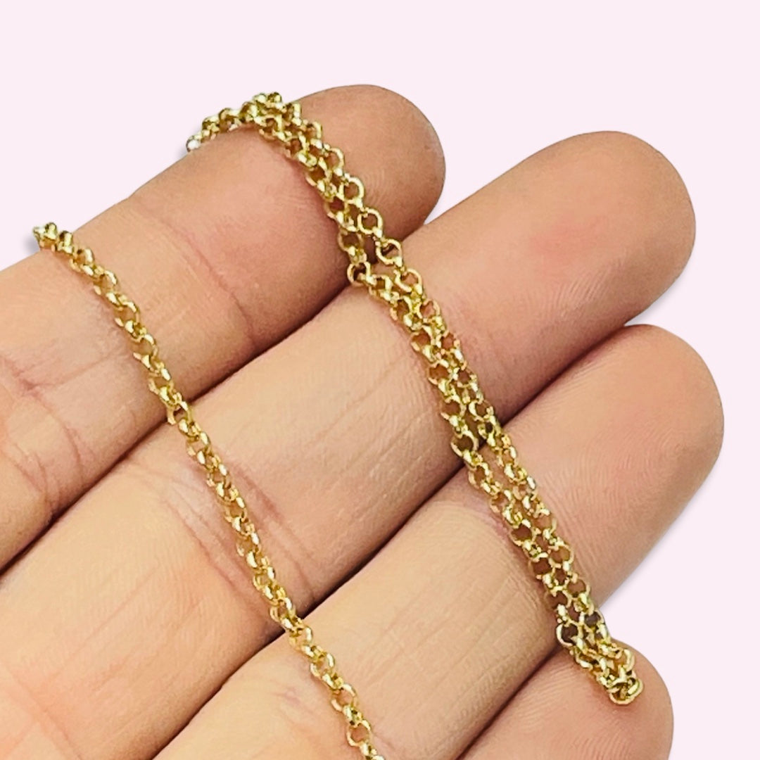 10” 2mm 14K Yellow Gold Rolo Chain Anklet