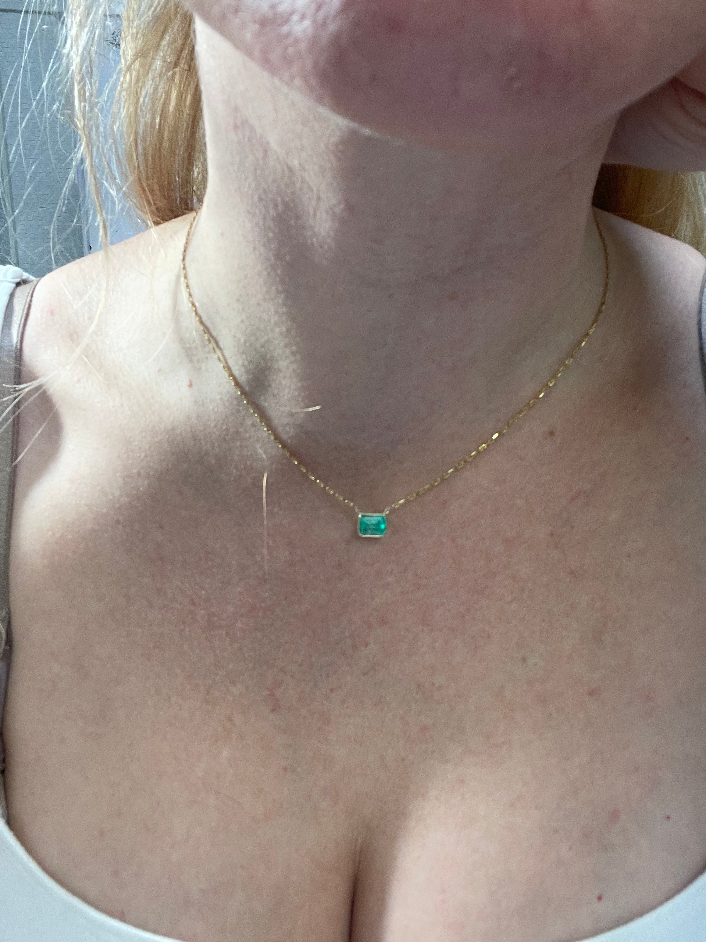 1.4CTS Colombian Emerald 14k Yellow Gold Necklace