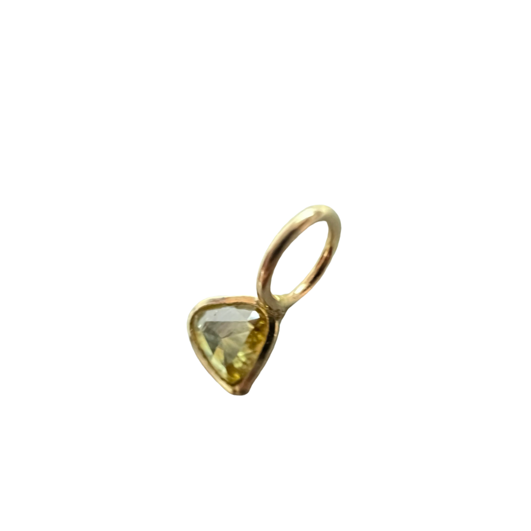 .20CT Rose Cut Heart Canary Yellow Diamond Pendant Charm 14K