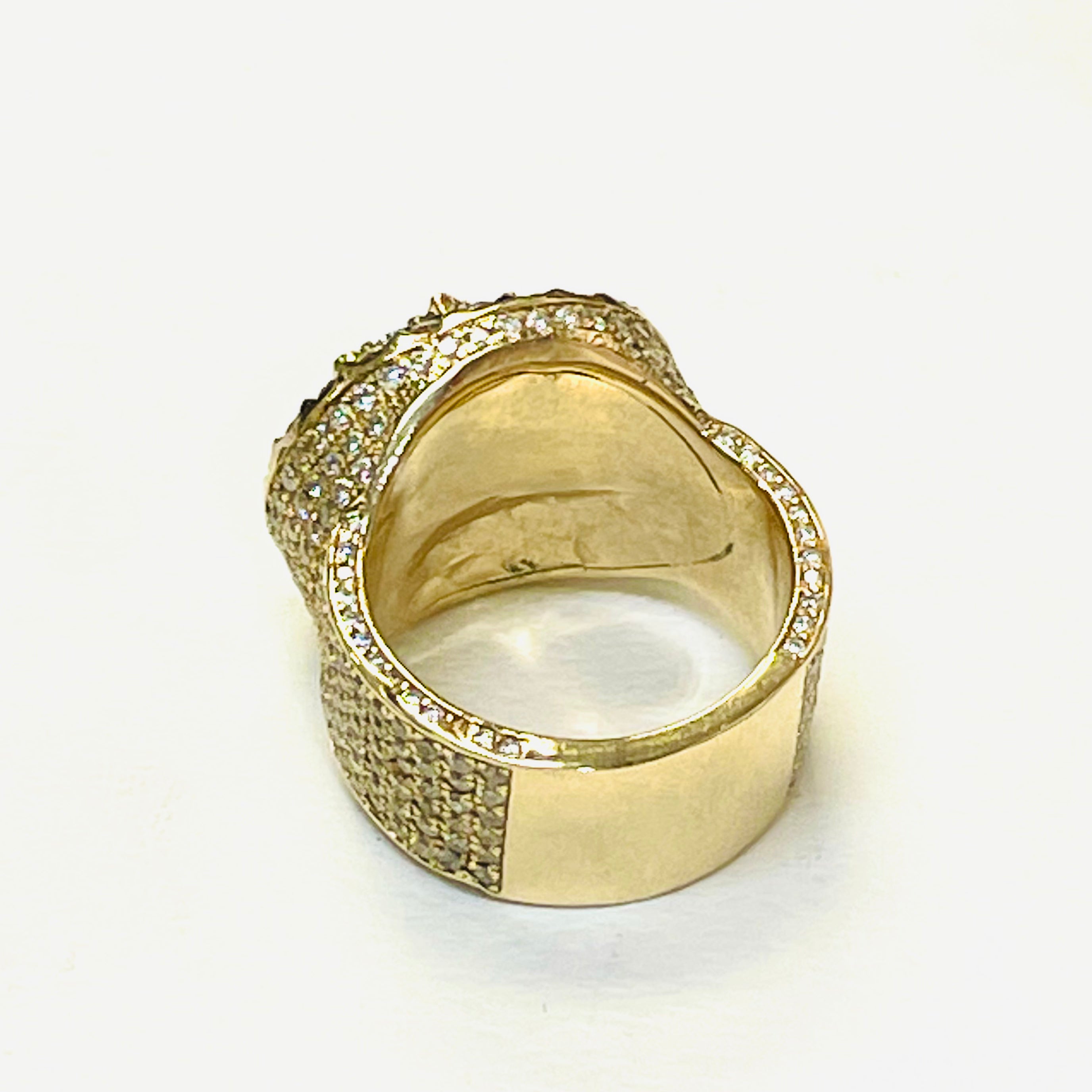 7CTW Natural 10K Yellow Gold Diamond Mens Ring