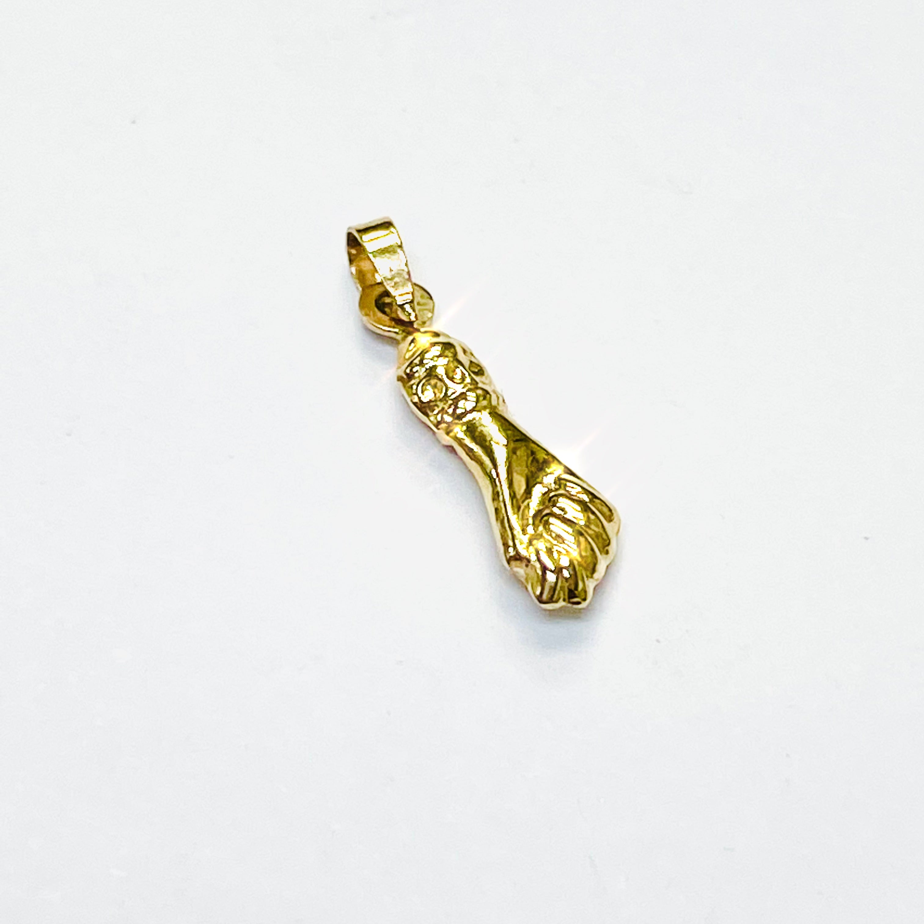 Mini 14K Yellow Gold Figa Fist Charm Pendant