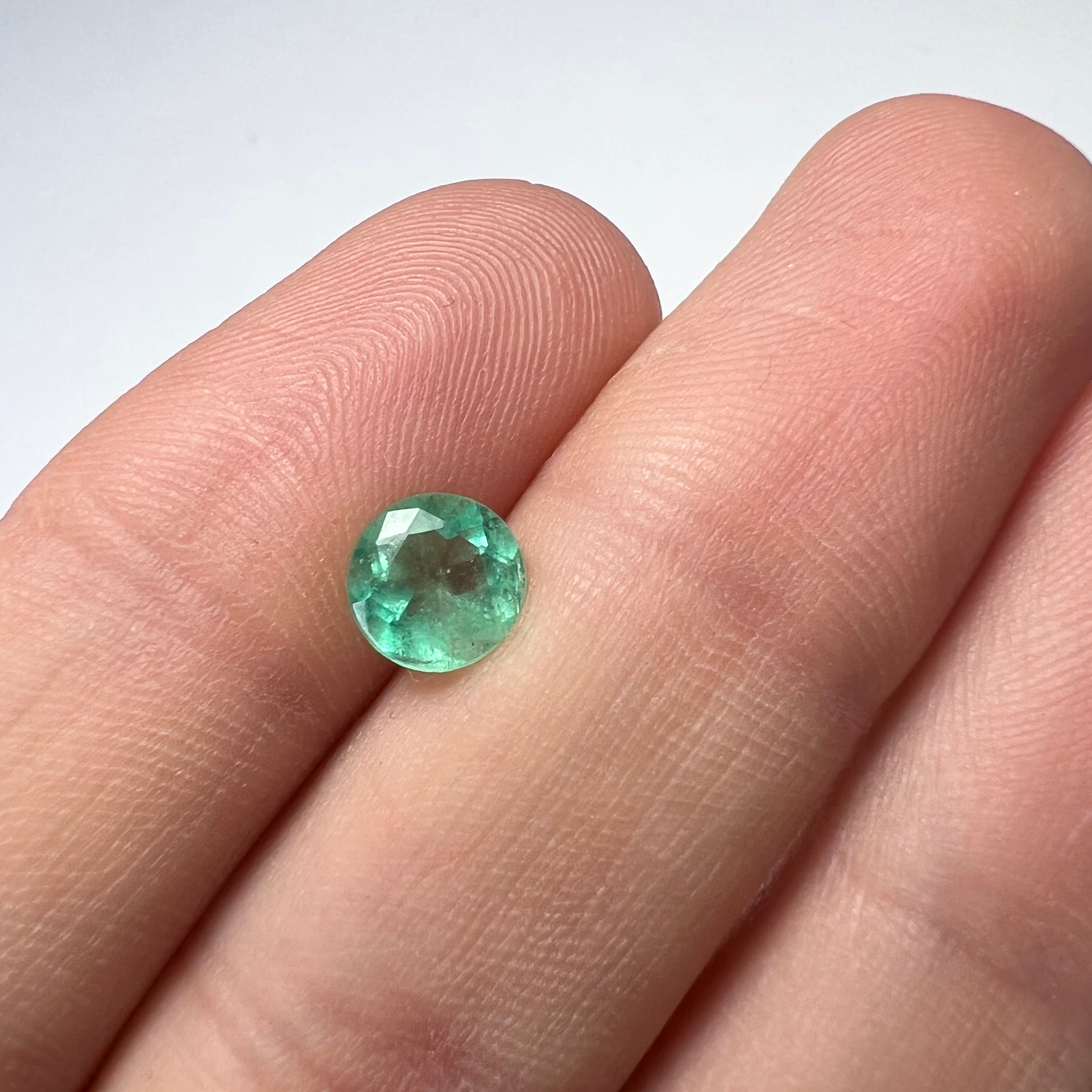 1CT Loose Natural Colombian Emerald Brilliant Round Cut 6.55x4.09mm