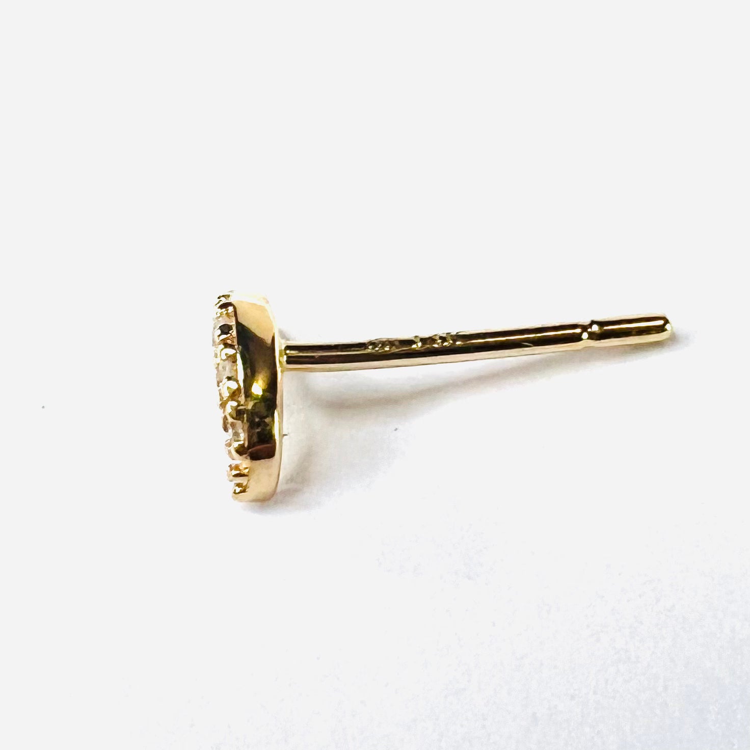 14K Yellow Gold Crescent Moon Diamond Single Earring Stud 6x3mm