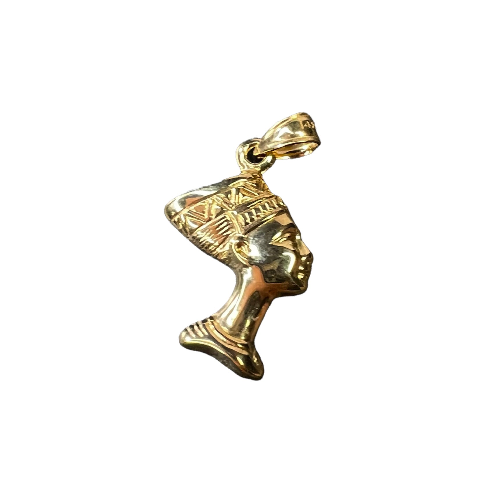 Cute! 14K Solid Yellow Gold Puffy Pharaoh Pendant Charm .90"