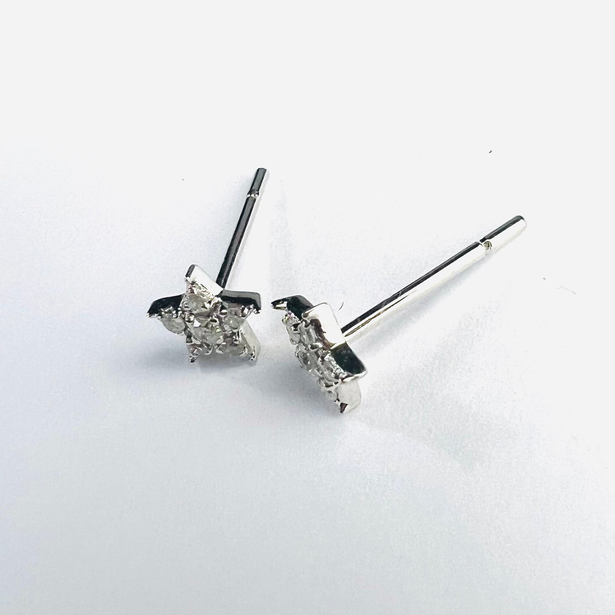 Glittering Diamond Celestial 14K White Gold Diamond Star Earrings 5mm