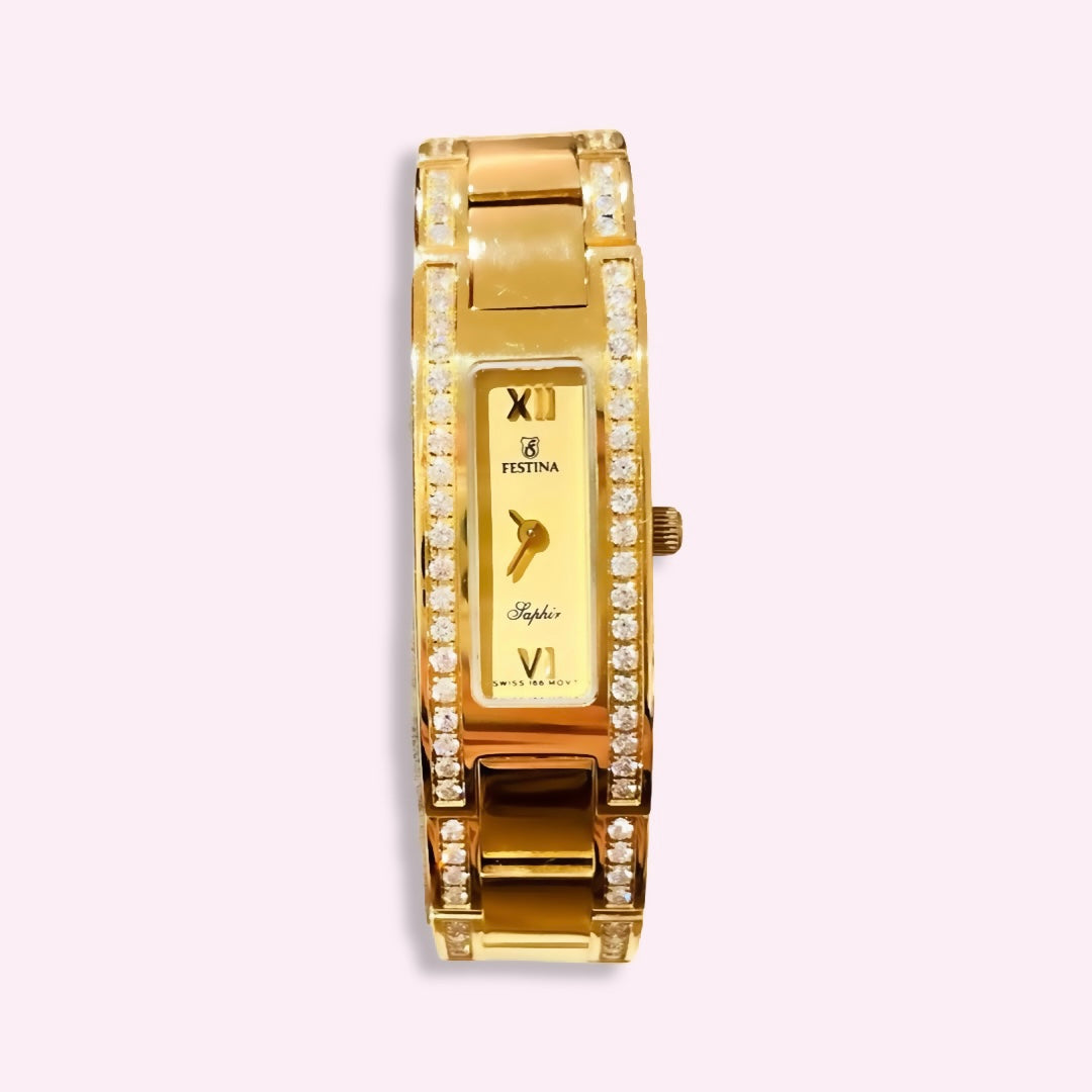 Festina Solid 18K Yellow Gold and Diamond Watch