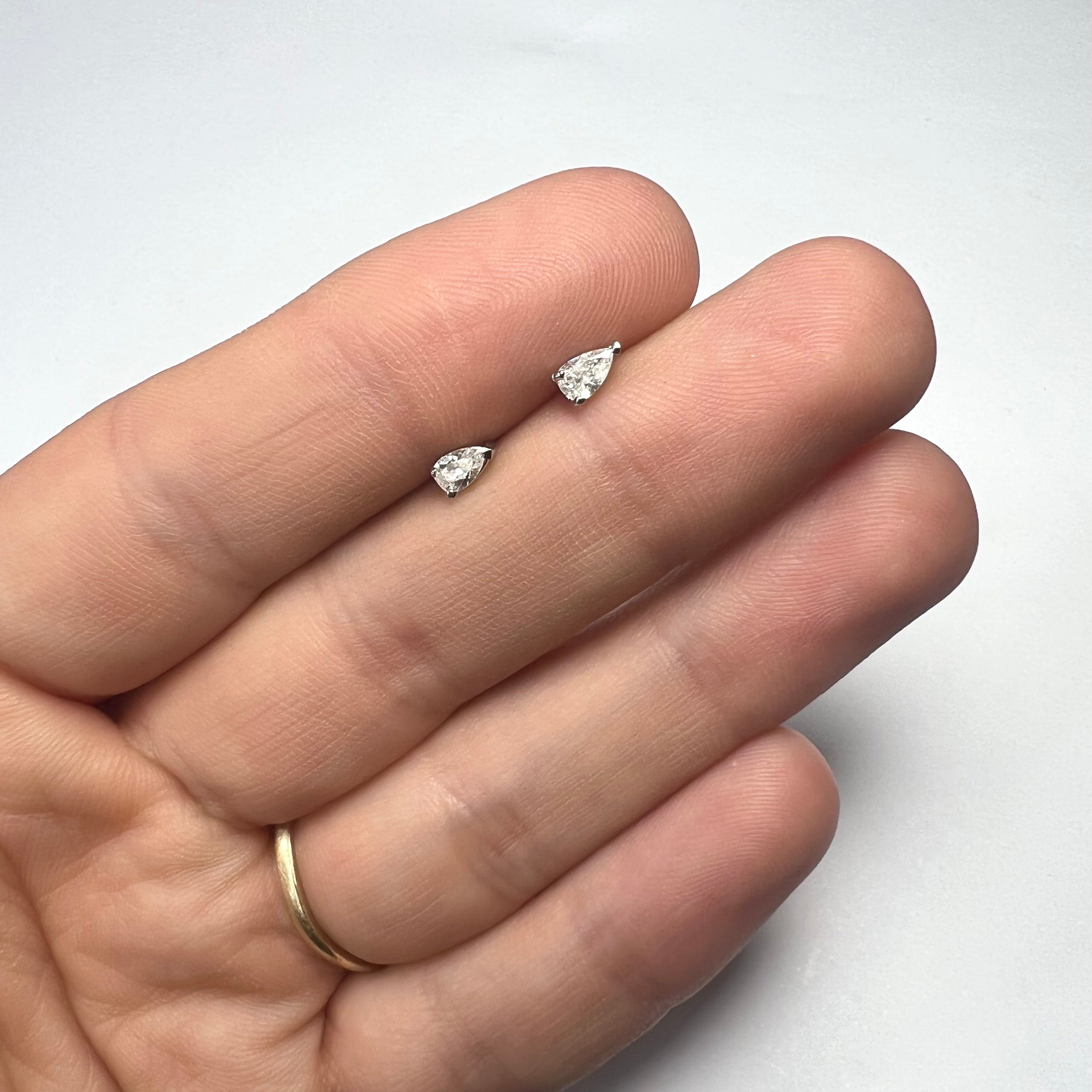 .36ctw Pear Diamond 14K White Gold Studs 5x2mm