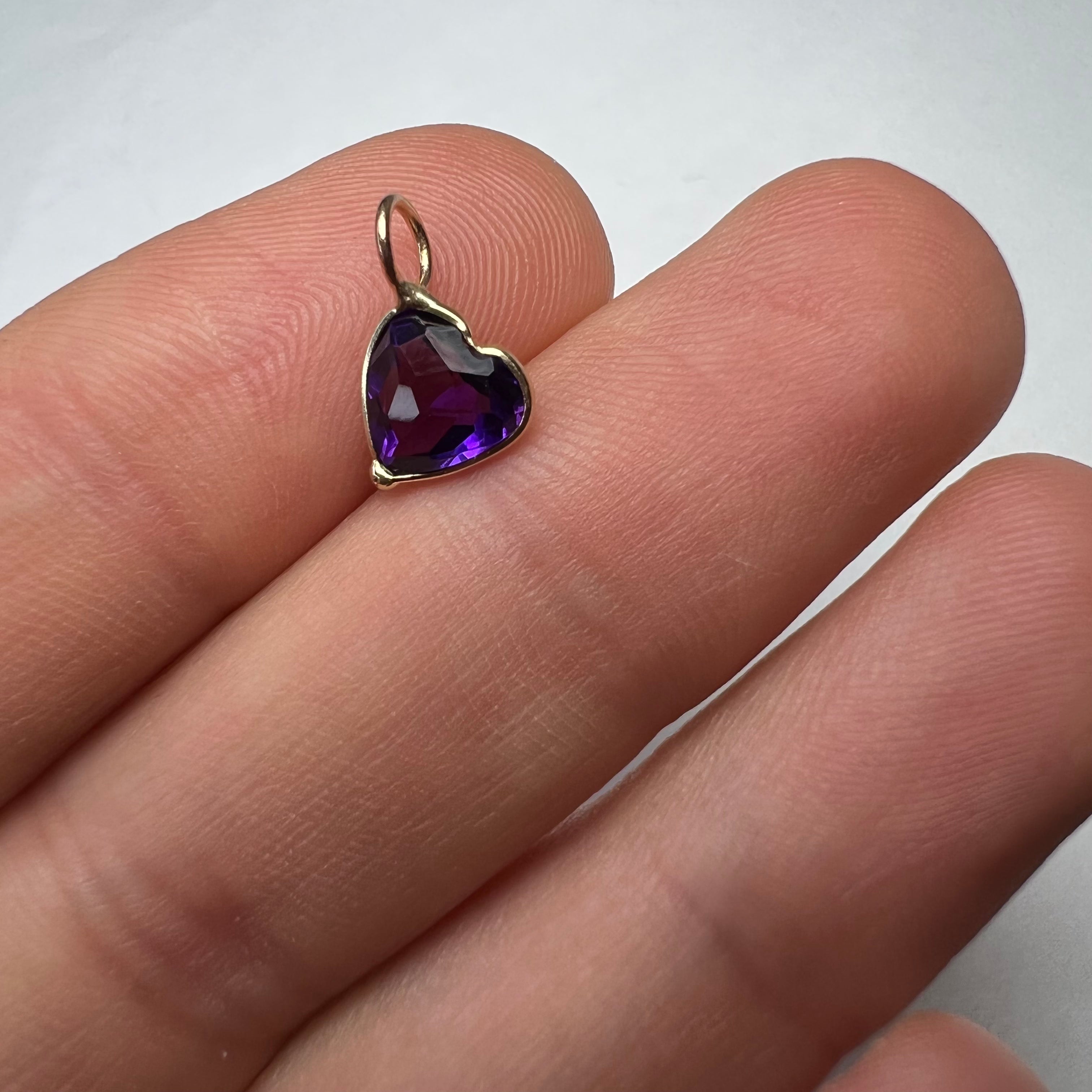 1.2CT Natural Amethyst 14K Yellow Gold Pendant Charm12x7mm