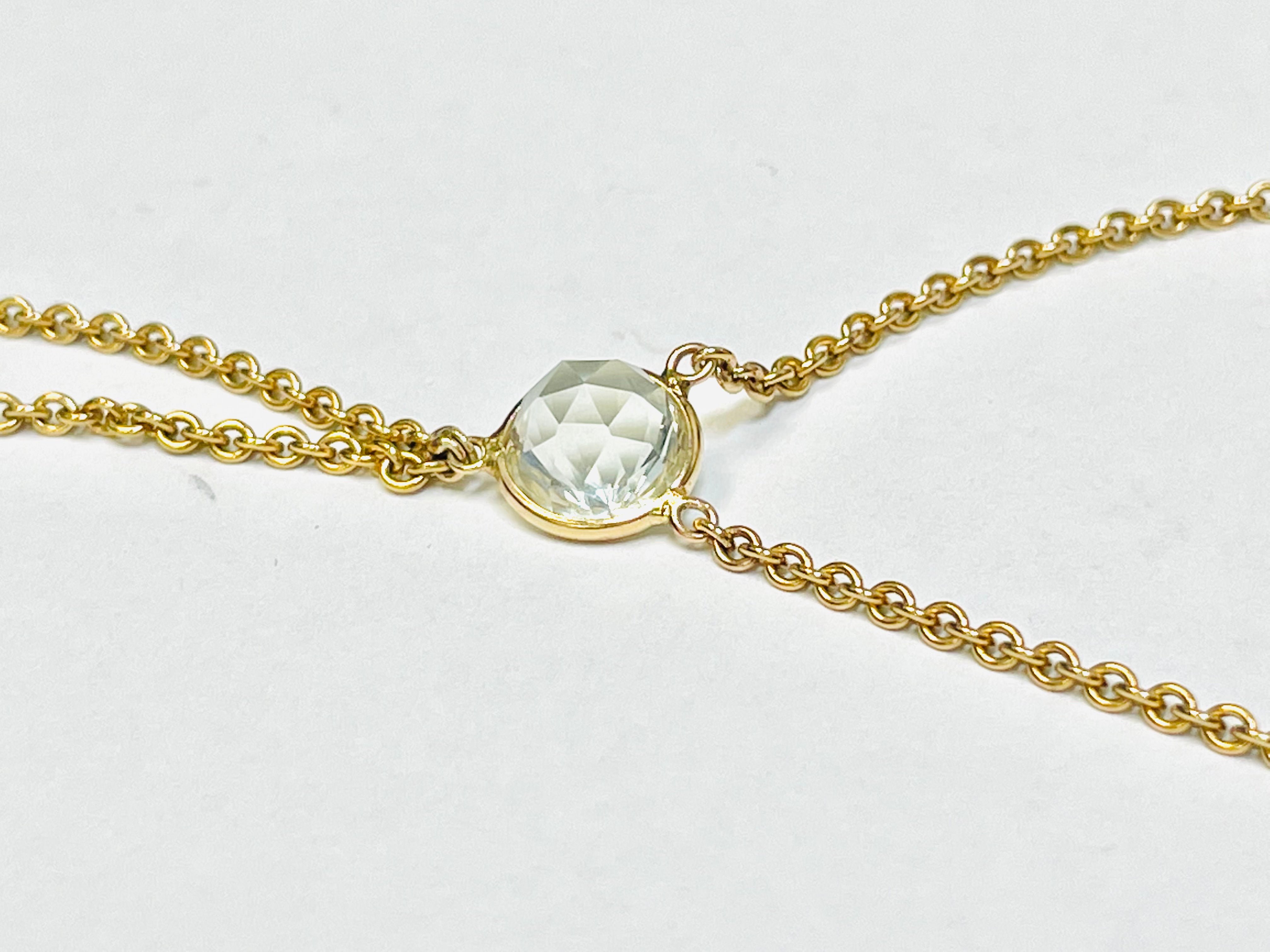 Rose Cut Green Amethyst Handchain in solid 14k Yellow Gold