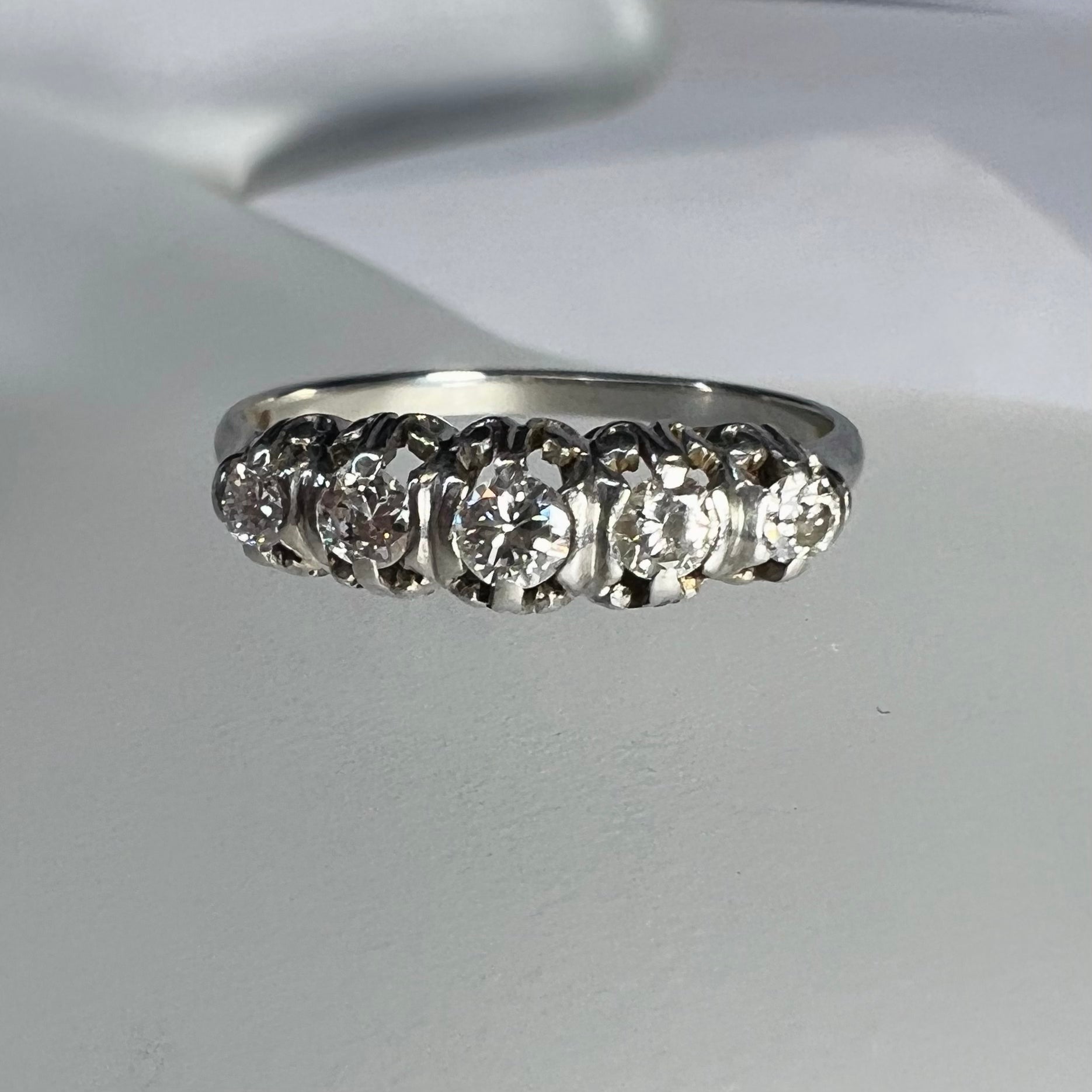 Antique 18K White Gold Diamond .30CTW Ring Size 6.75