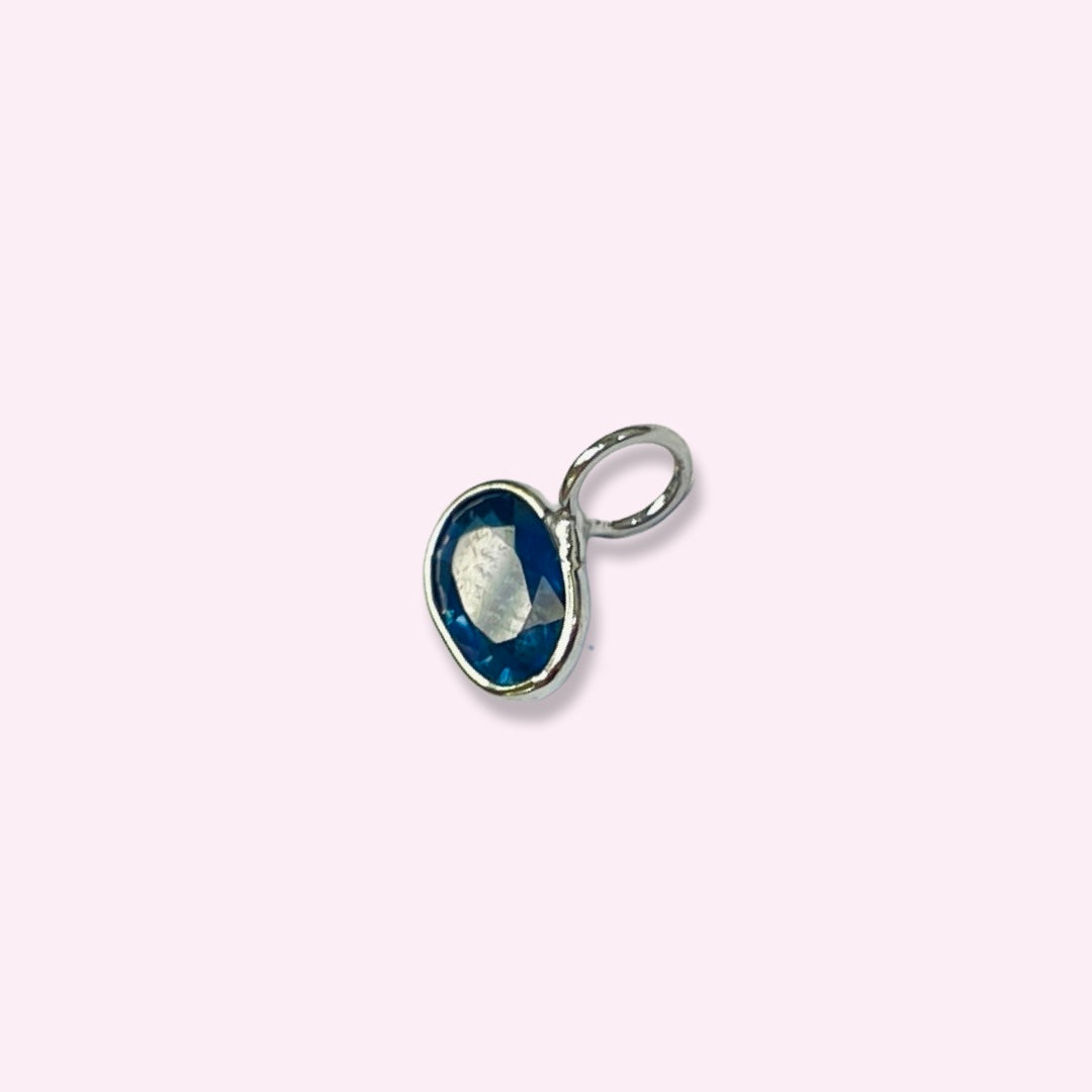 14K White Gold Sapphire Pendant Gem Charm