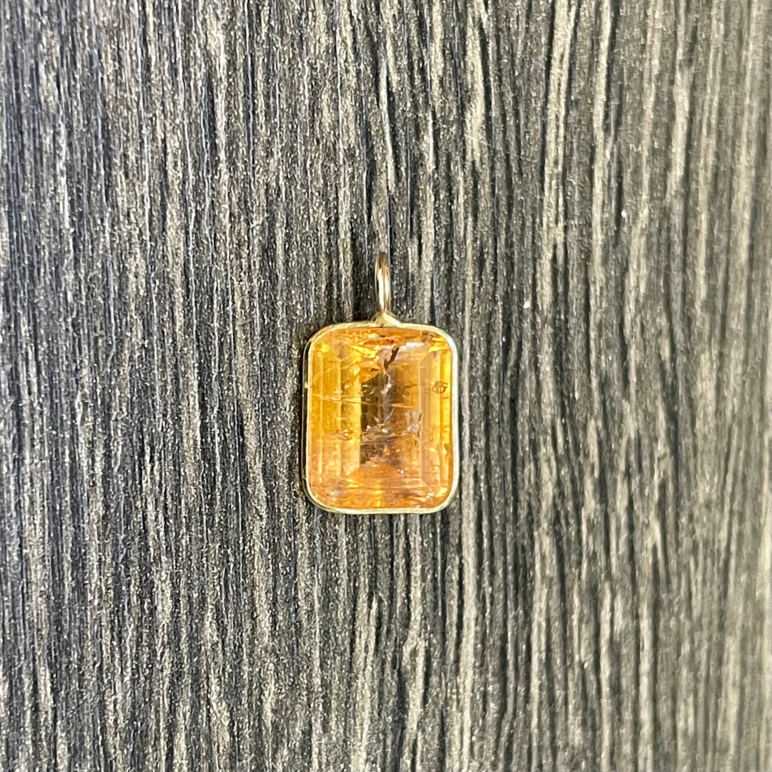 Natural Imperial Topaz 14K Yellow Gold Pendant Charm 16.5x9.5mm