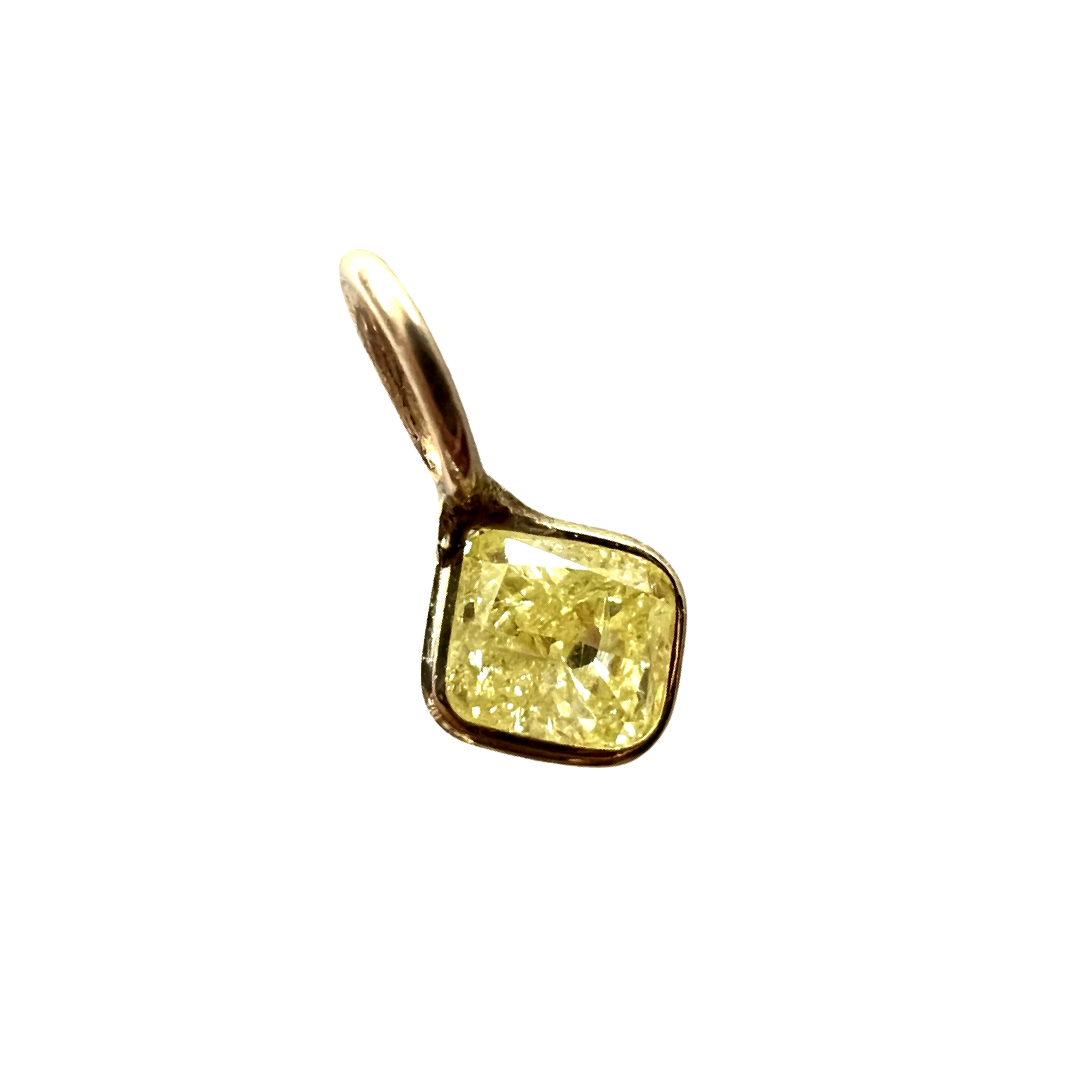 .30CT Canary Yellow Cushion  Diamond Pendant Charm
