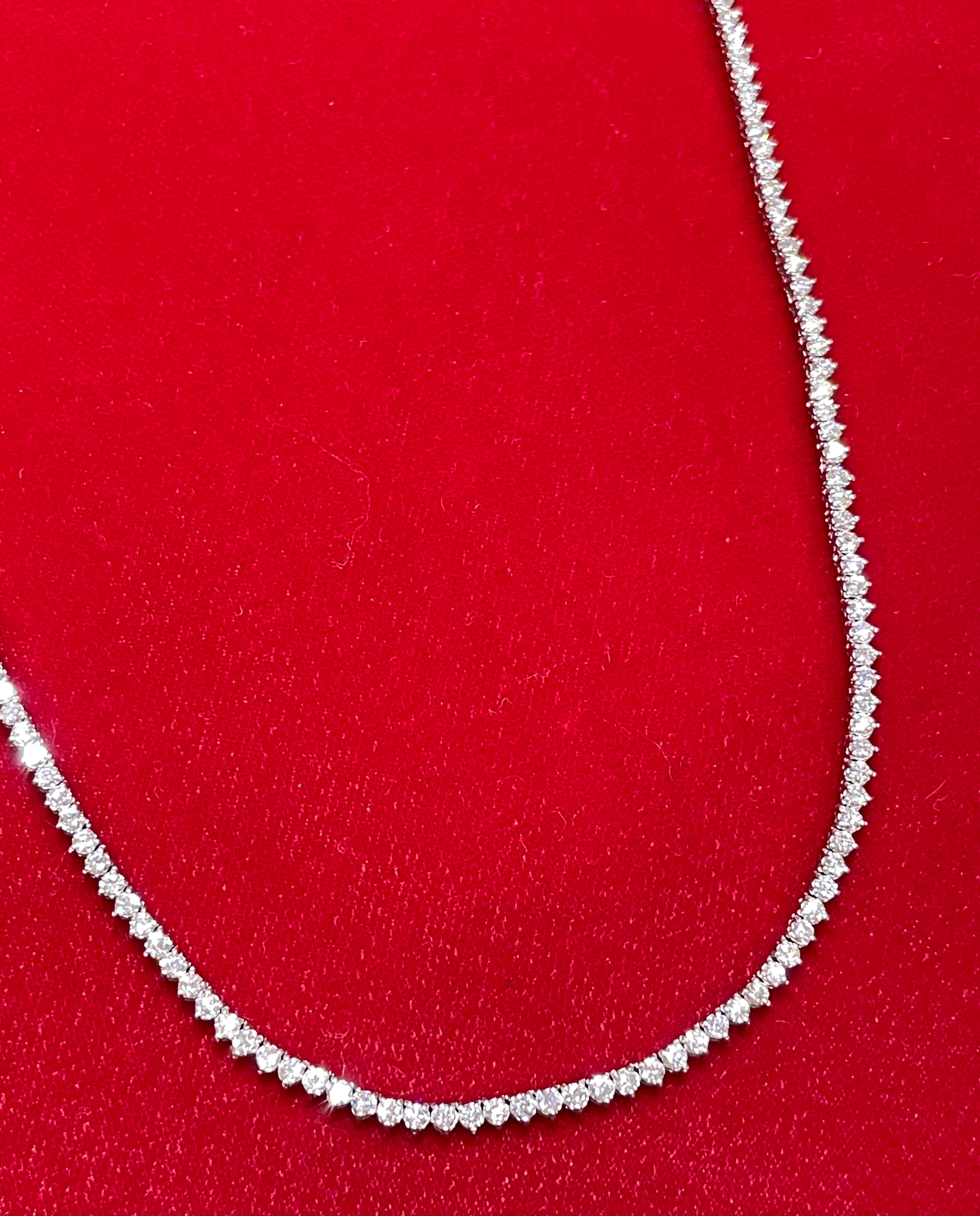 5.7CT Riviera Necklace 14k White Gold 16” Long