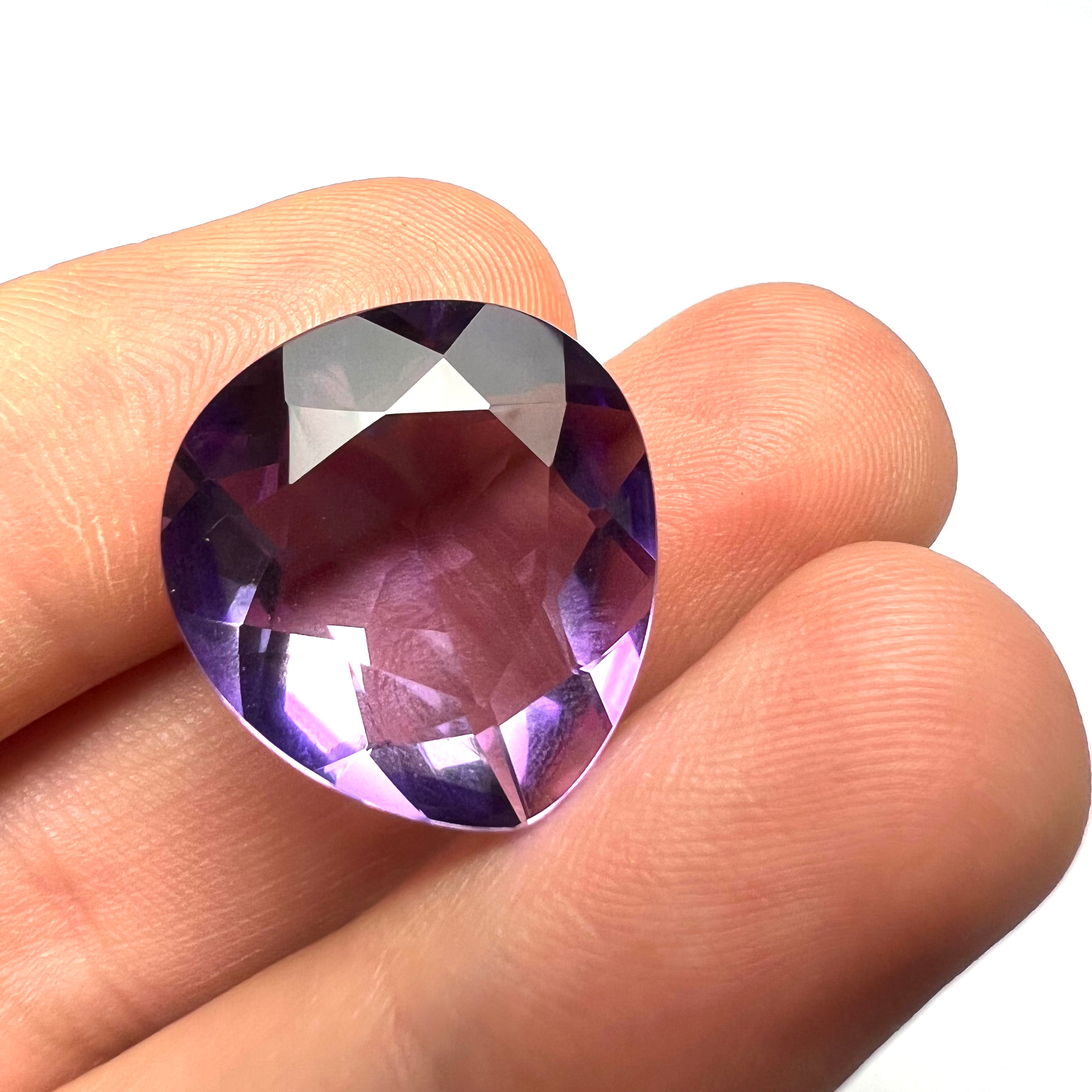 15.28CTW Loose Natural Pear Cut Amethyst 18.99x17.64x8.77mm Earth mined Gemstone