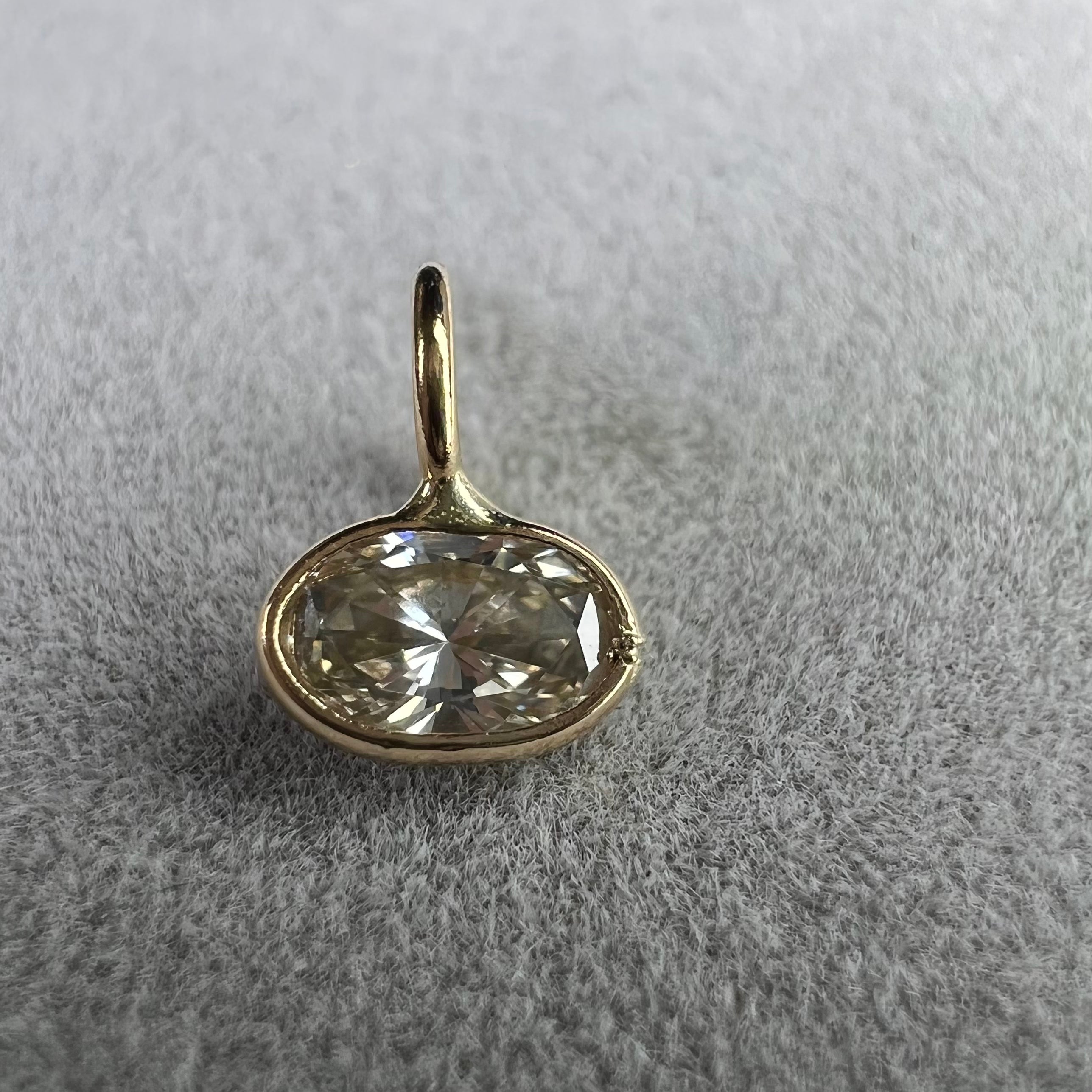 .30ct Oval Diamond Pendant Charm 14K Yellow Gold 8x5.5mm