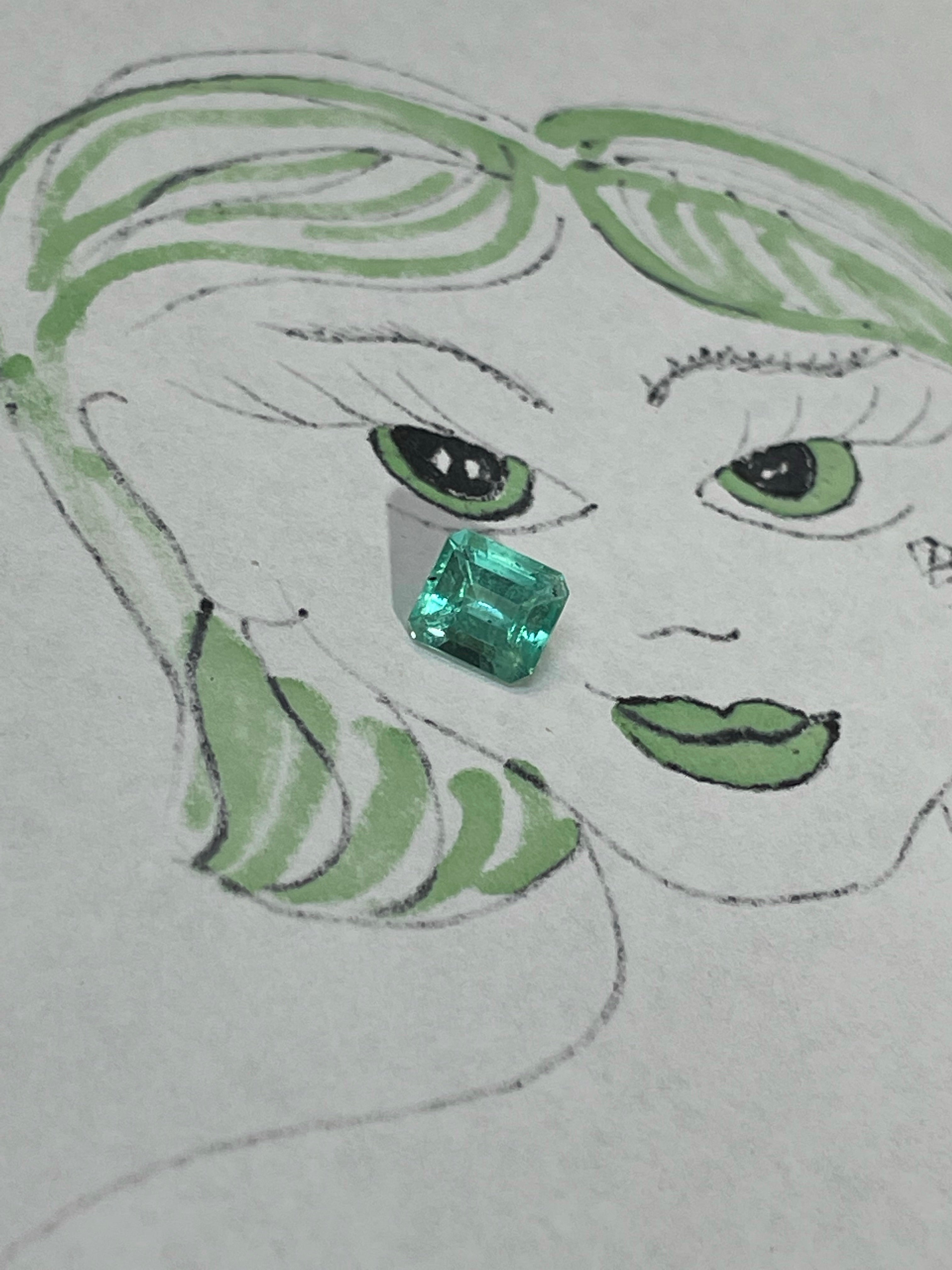 1.79CT Natural Colombian Emerald Loose 8x7mm