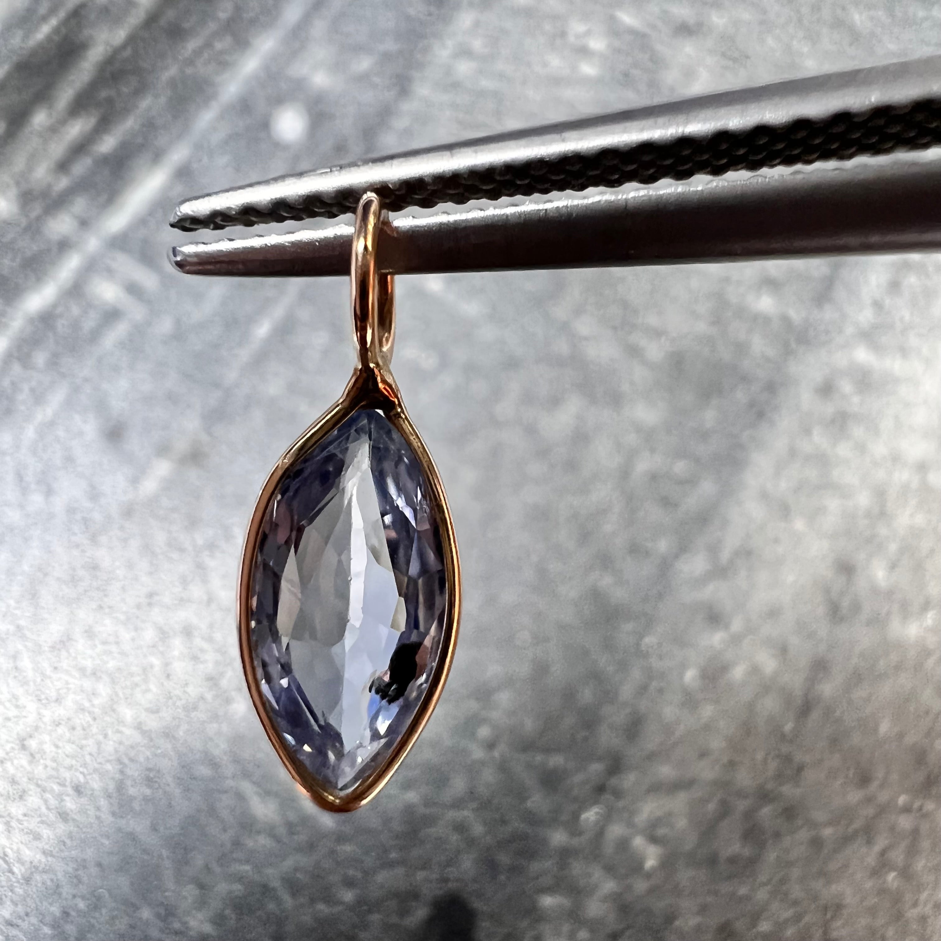 Natural Marquise Sapphire 14K Yellow Gold Pendant Charm 15x5mm