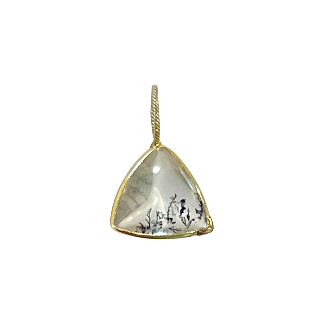 Natural Designed Agate 14K Yellow Gold Pendant