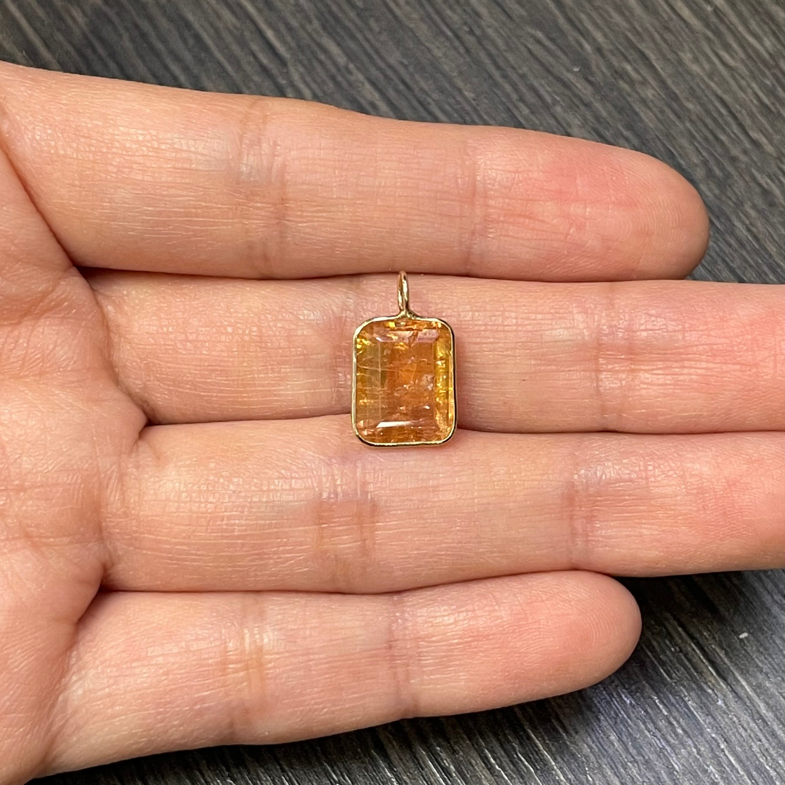 Natural Imperial Topaz 14K Yellow Gold Pendant Charm 16.5x9.5mm