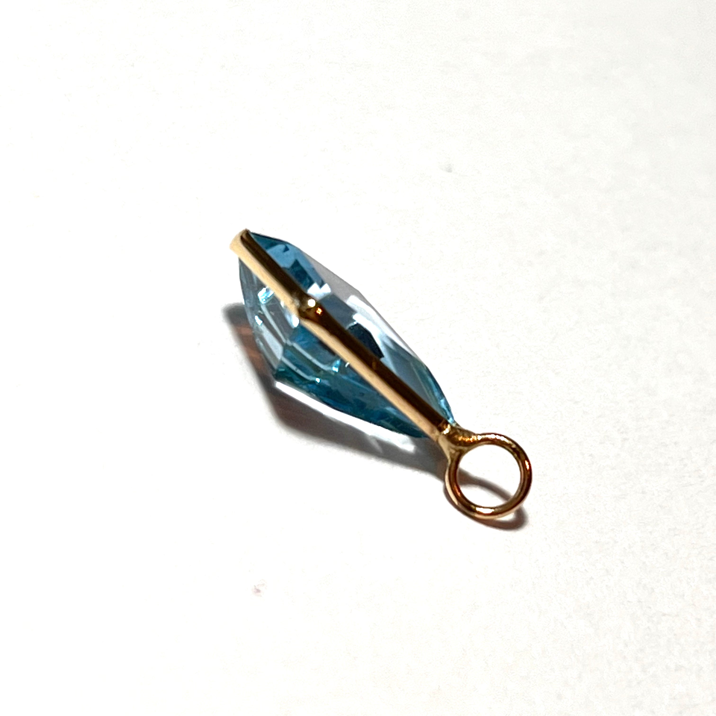 4.85ct Natural Blue Topaz 14K Yellow Gold Pendant Charm