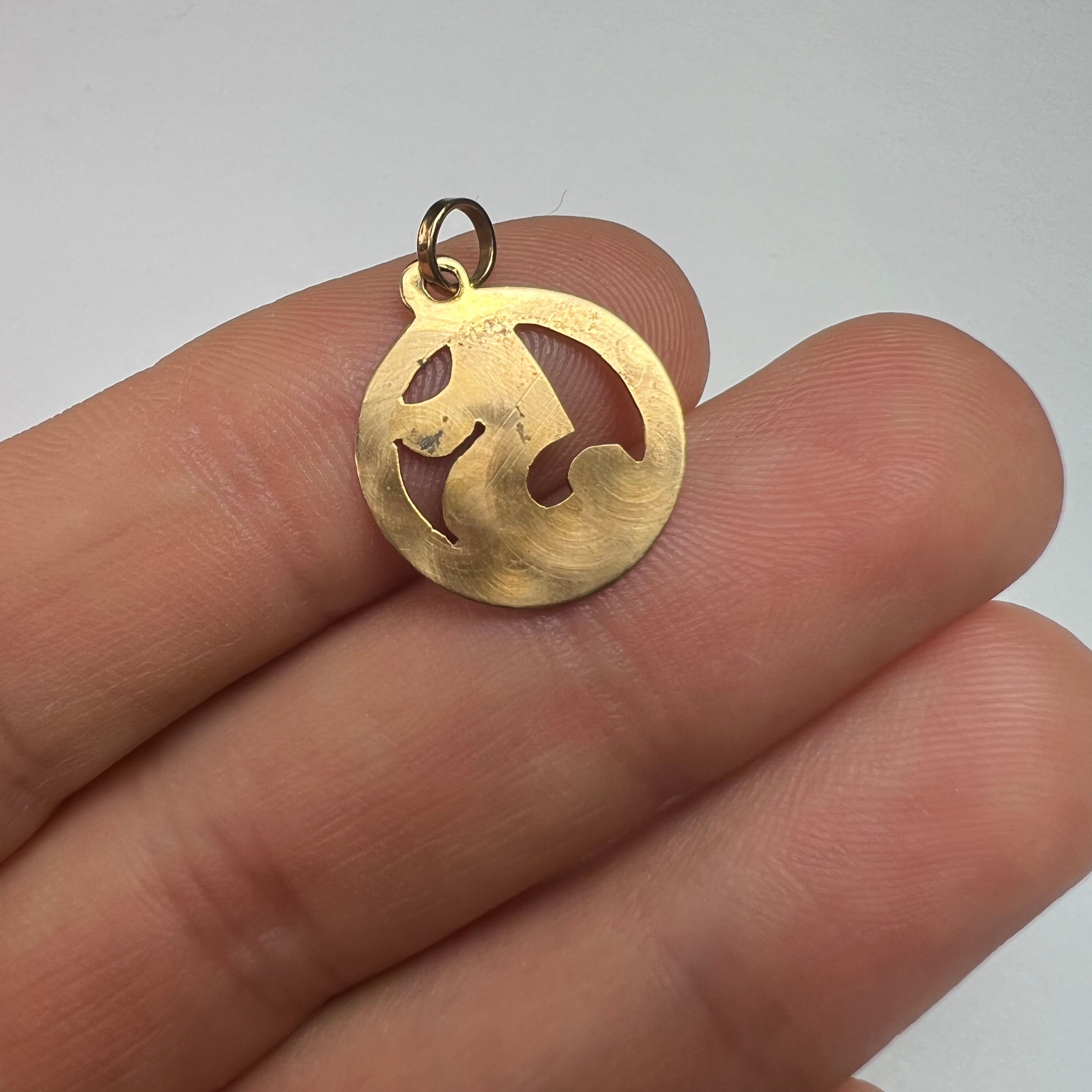 Circle Number 5 Pendant 14K Yellow Gold