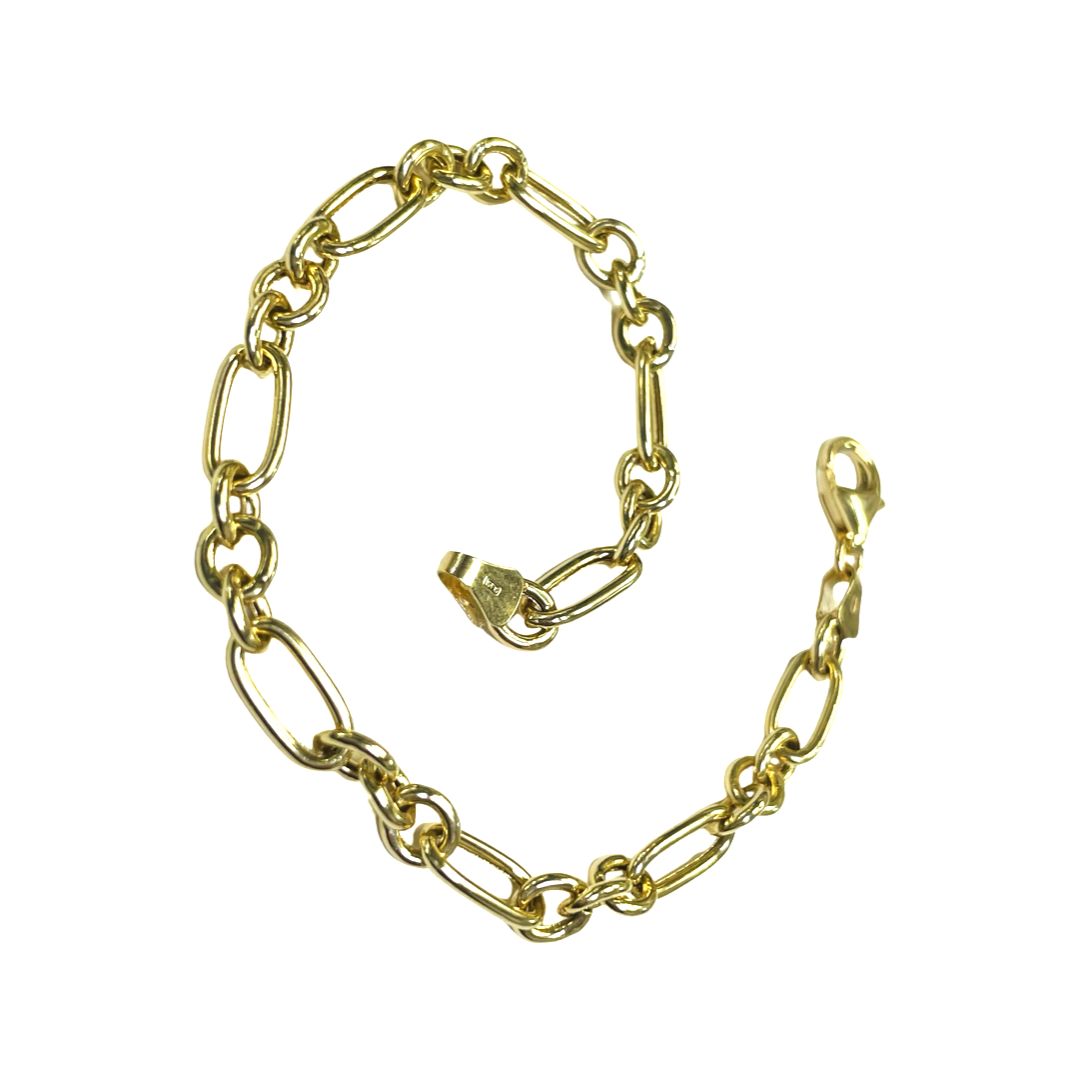 14K Yellow Gold Multi Link Rolo Bracelet 3.7g 7"