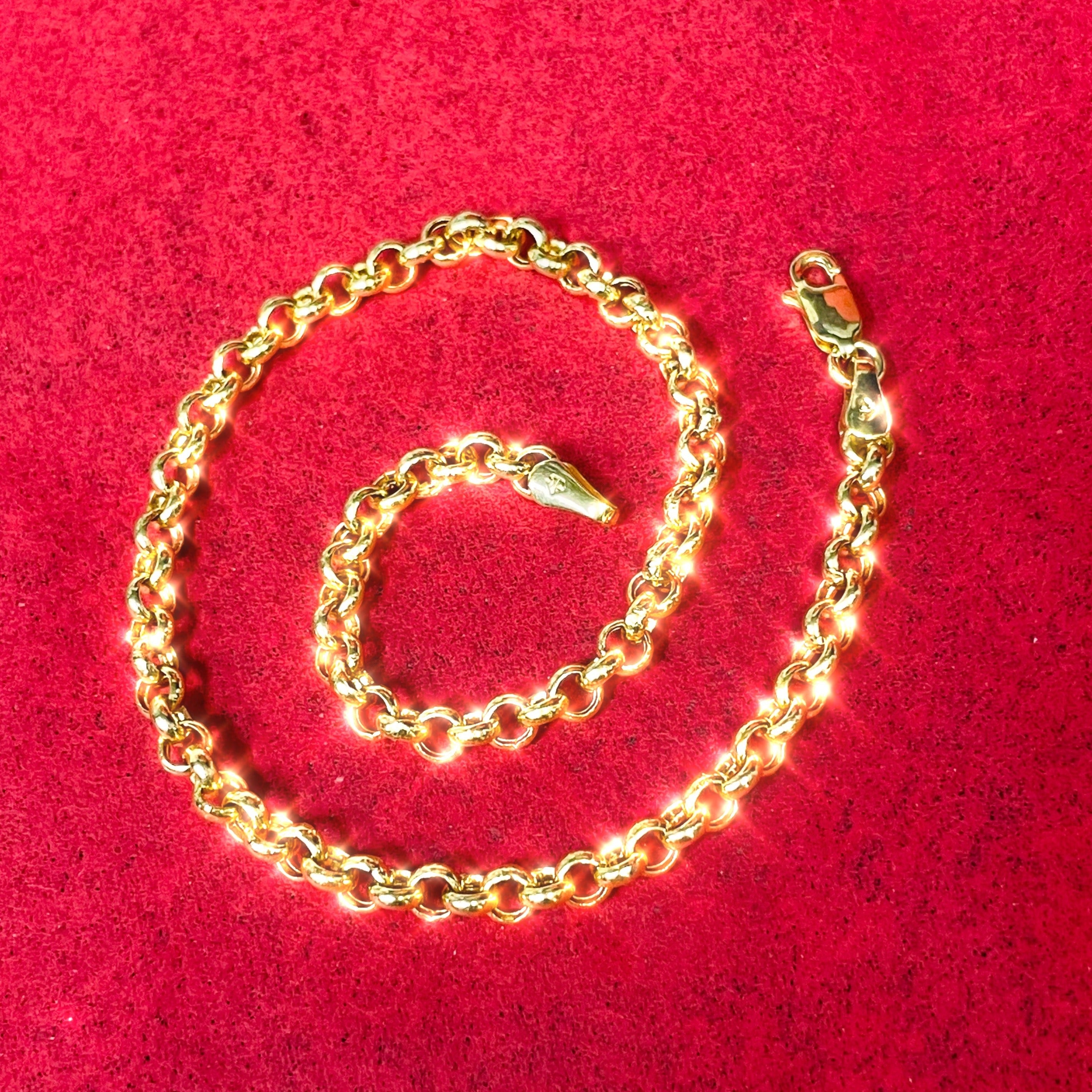 10” 4mm 14K Yellow Gold Rolo Anklet