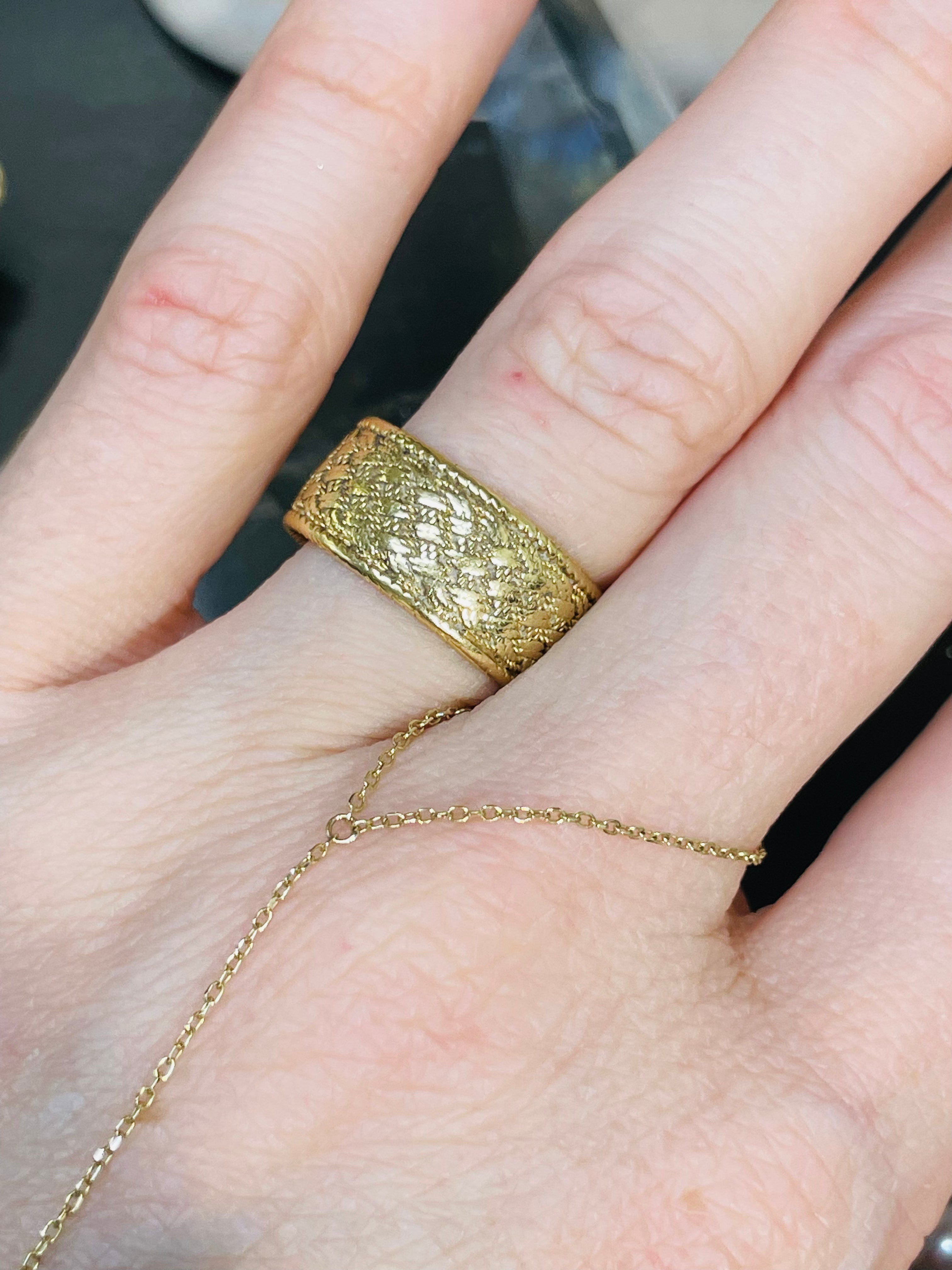 14K Yellow Gold Tiffany and Co. Woven 10mm Wide Ring Band Size 5.5