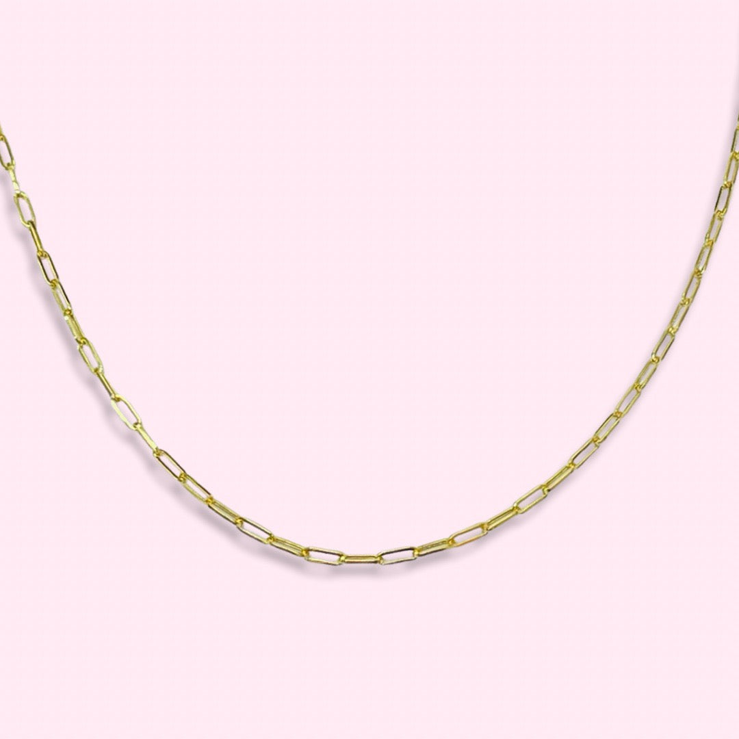 2.5mm 14K Yellow Gold Paperclip Link Chain