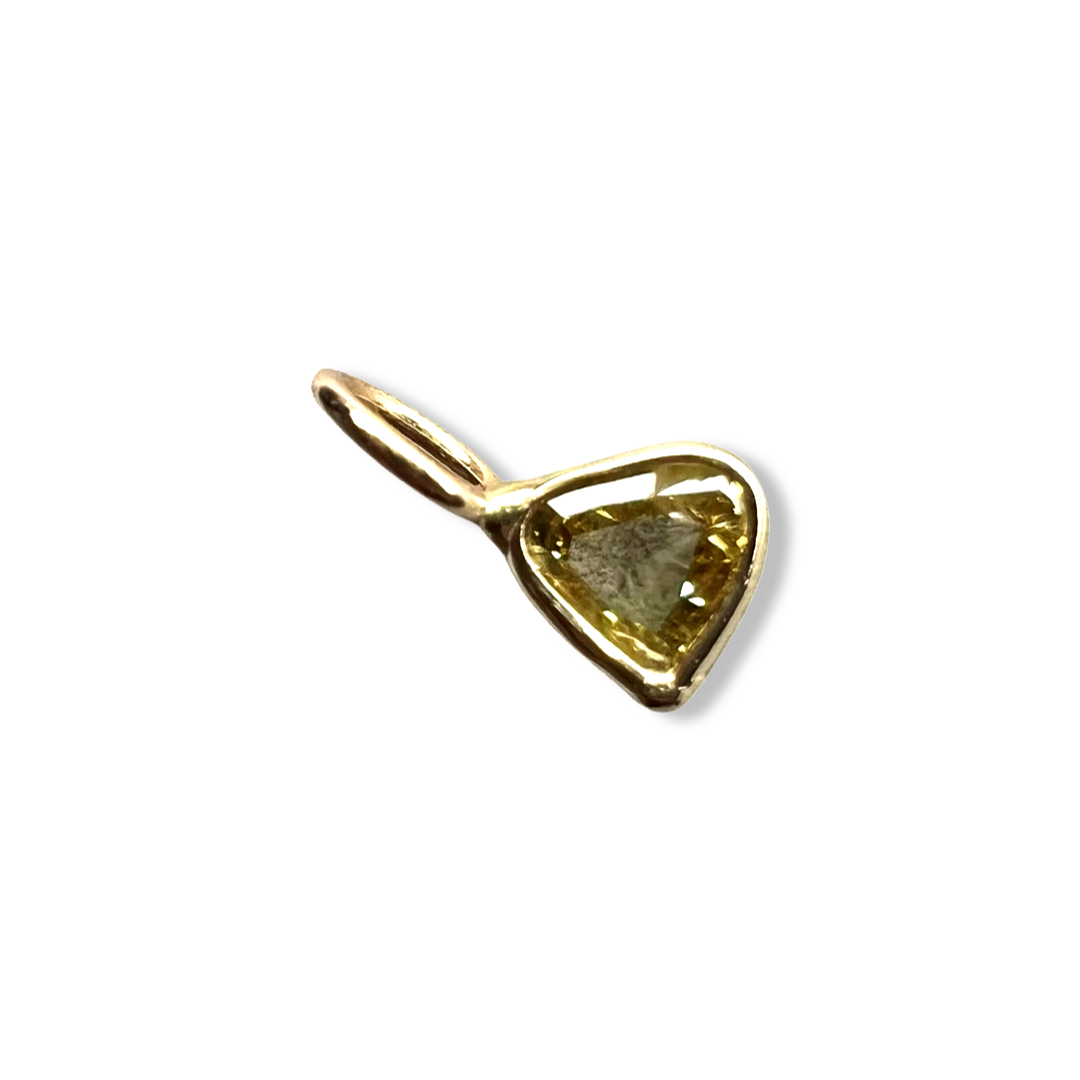 .20CT Rose Cut Heart Canary Yellow Diamond Pendant Charm 14K