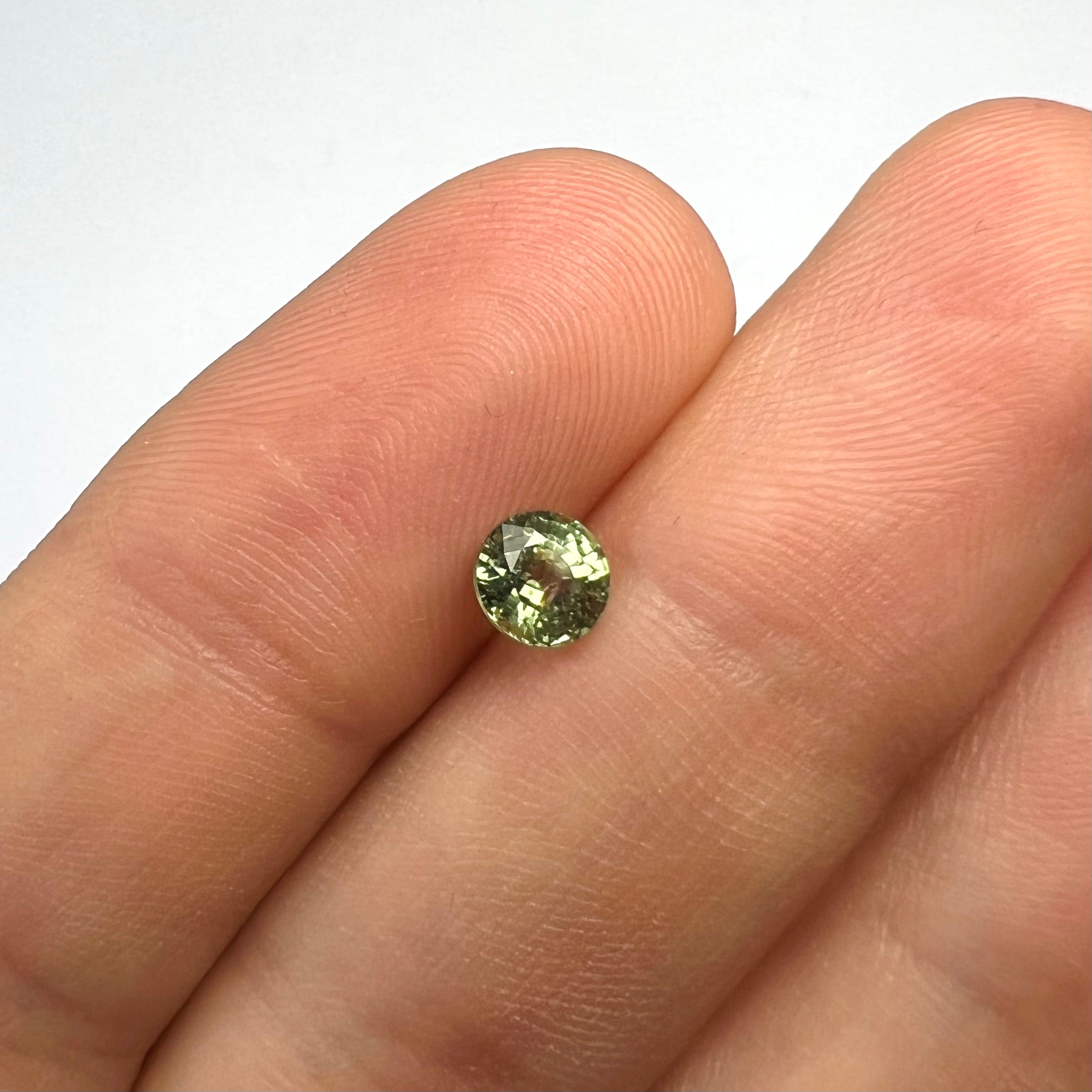 .85CTW Loose Round Green Sapphire 5.15x3.6mm Earth mined Gemstone